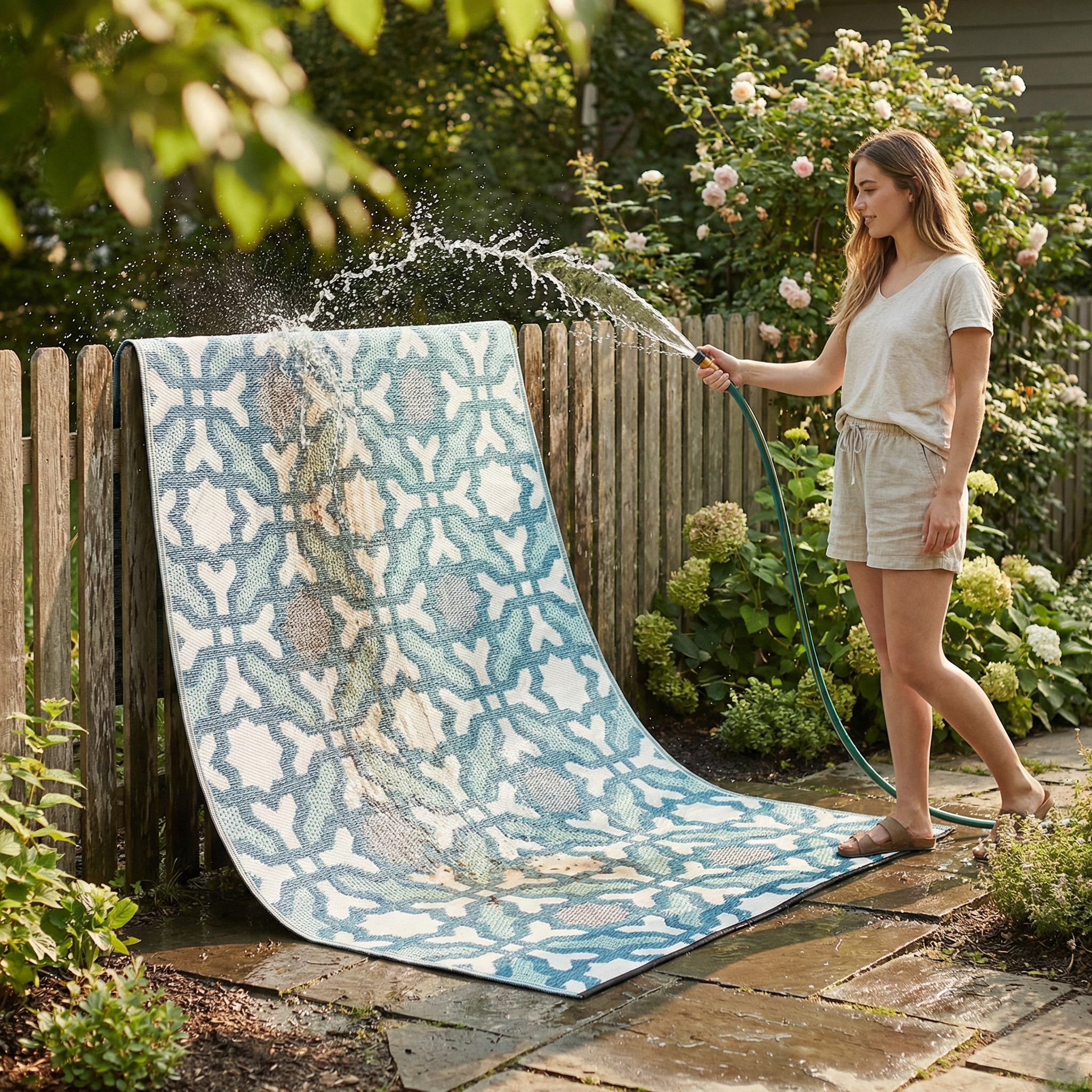 (SALE) Seville - Blue & Teal Reversible Outdoor Rug