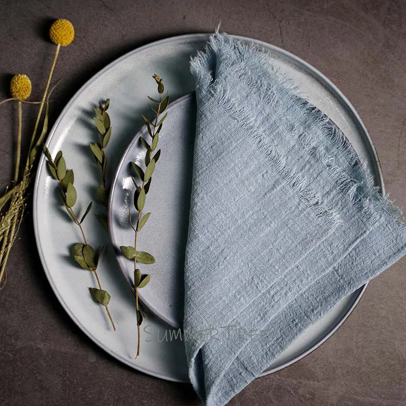Large Rustic Cotton Gauze Napkins - 10 Pc - Multiple Colors
