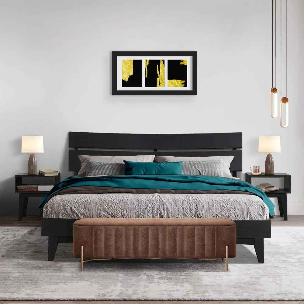 Aurora Acacia Bed Frame & Nightstand Set - 2 Finishes