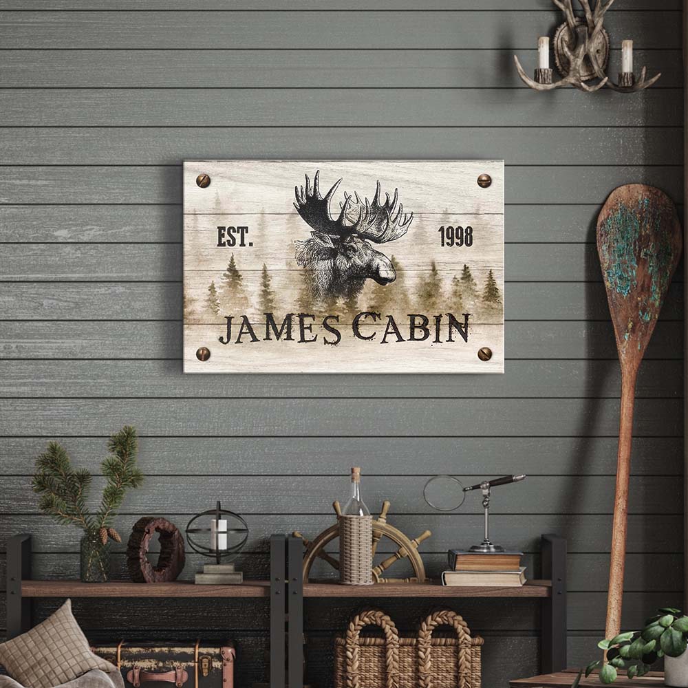 Personalized Family Moose Cabin Sign