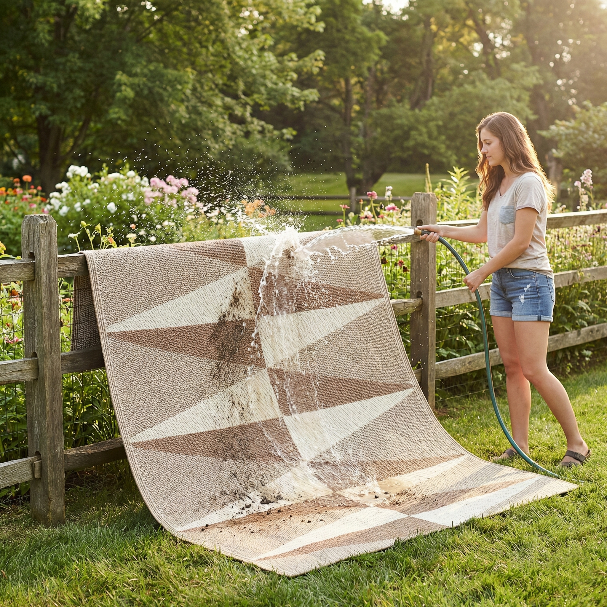 Tucson - Natural Modern Geometric Outdoor Rug for Patio