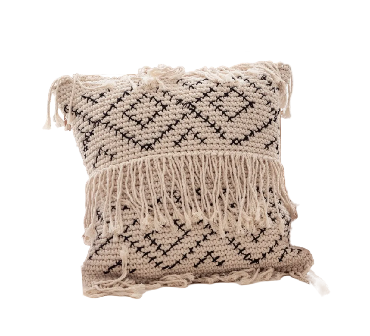 Bohemian Tasseled Macrame Throw Pillow
