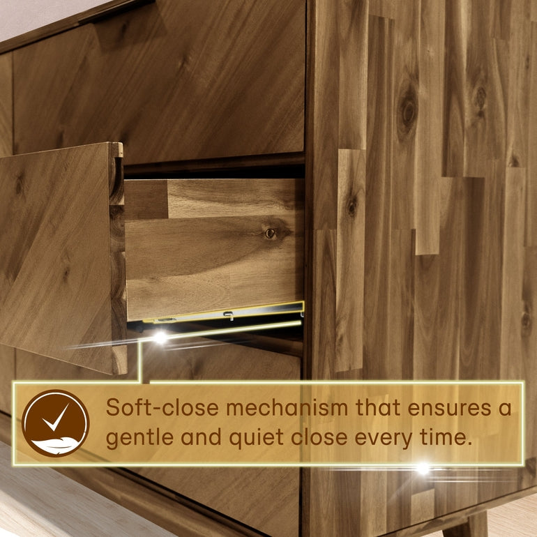 Veyron Acacia 6 Drawer Dresser in Walnut or Oak Finish