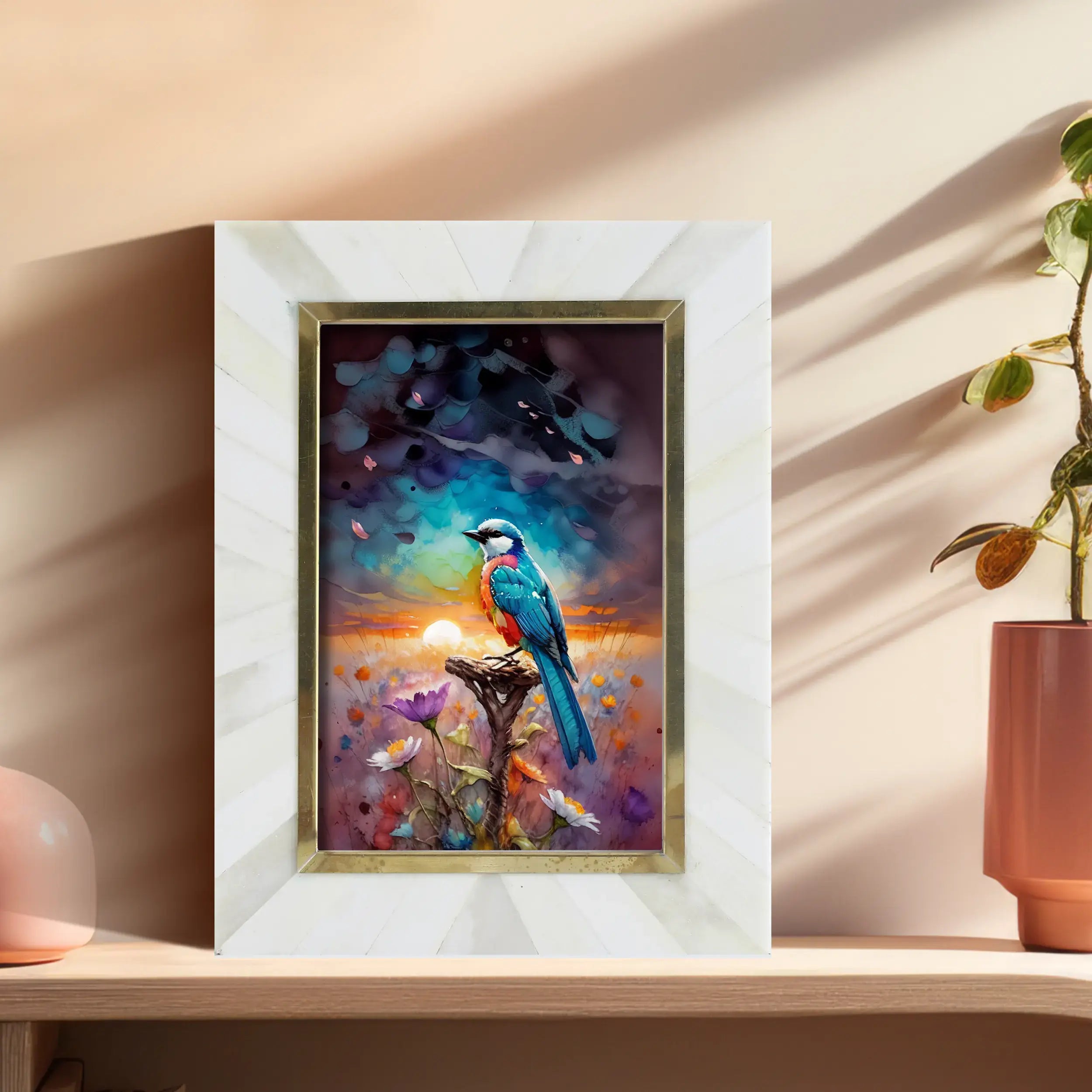 Handmade Bone and Brass Inlay Picture Frame