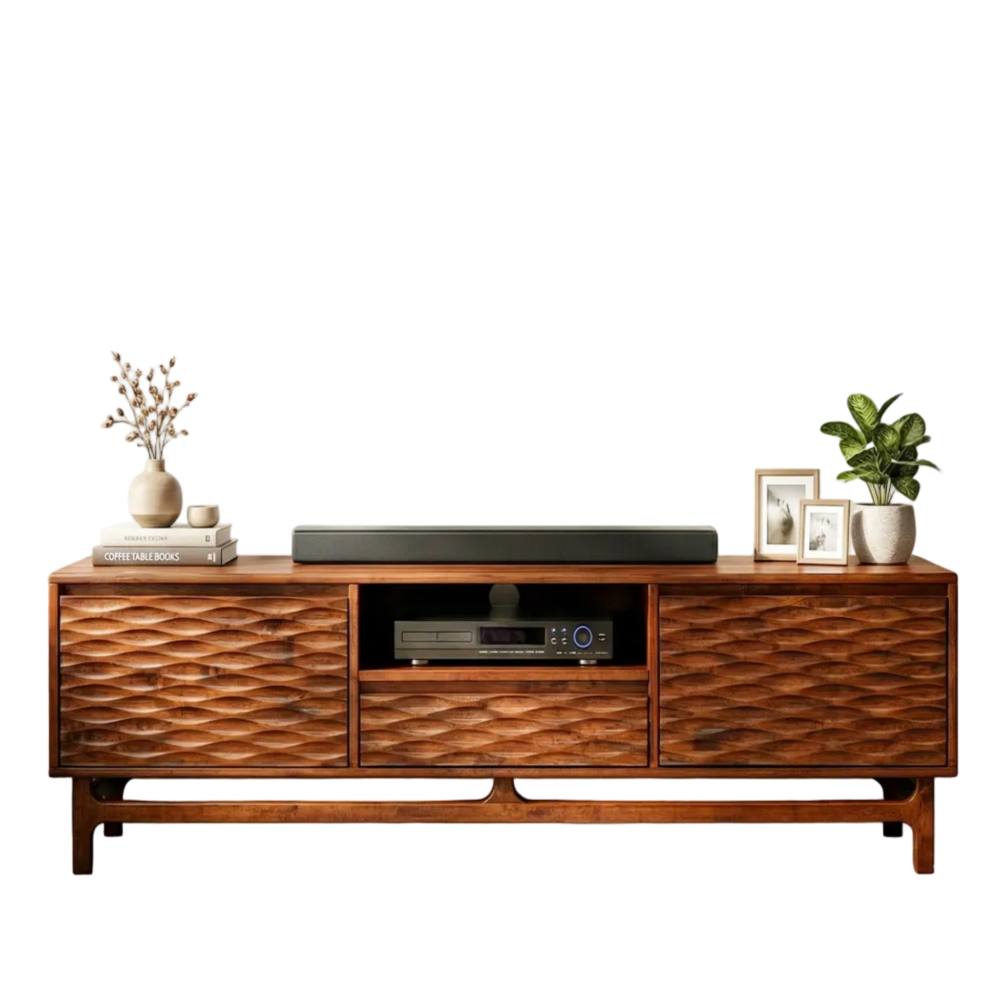 Acacia Elara Solid Wood TV Stand with Storage and Cable Management - 3 Finishes