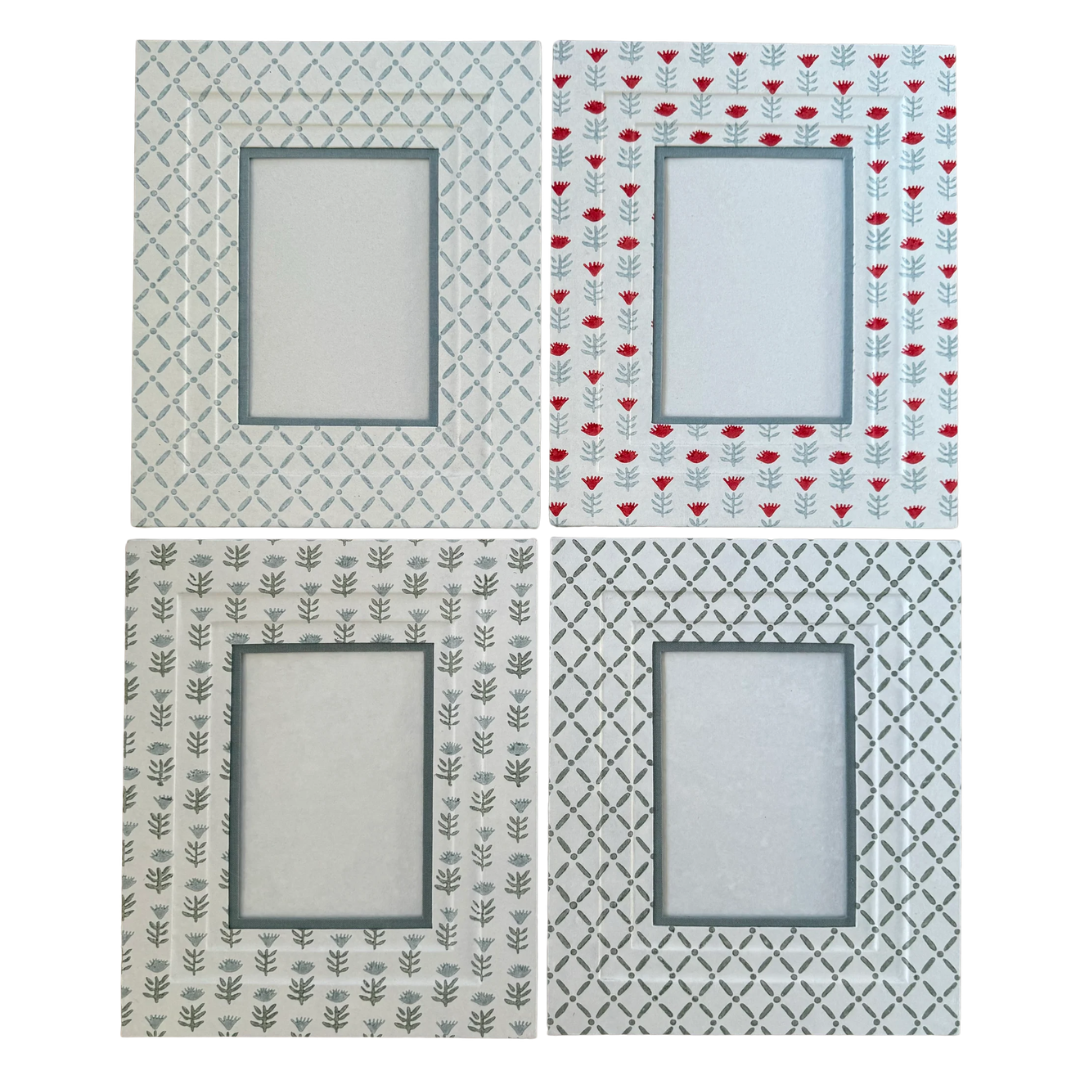 Block Printed Picture Frame – Croix Green - 5x7