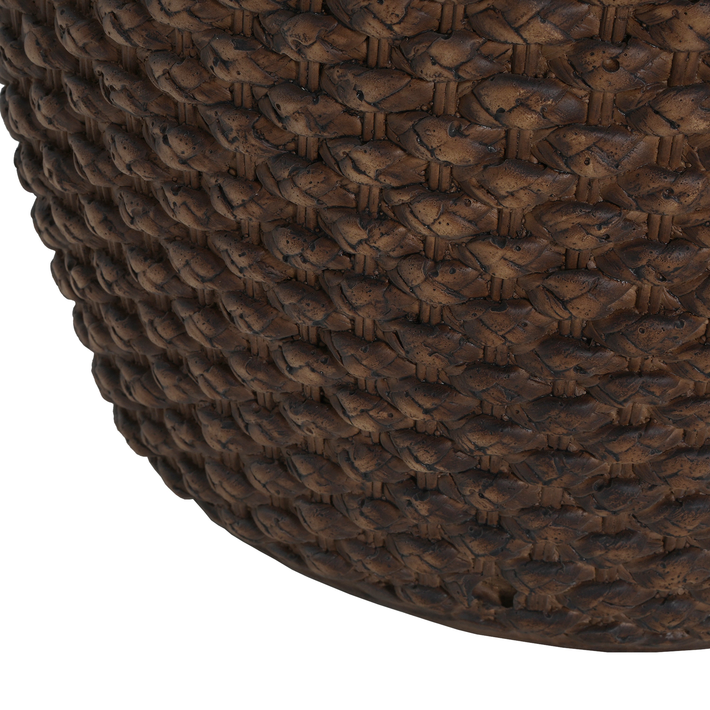 Faux Rattan Indoor/Outdoor Side Table - Brown