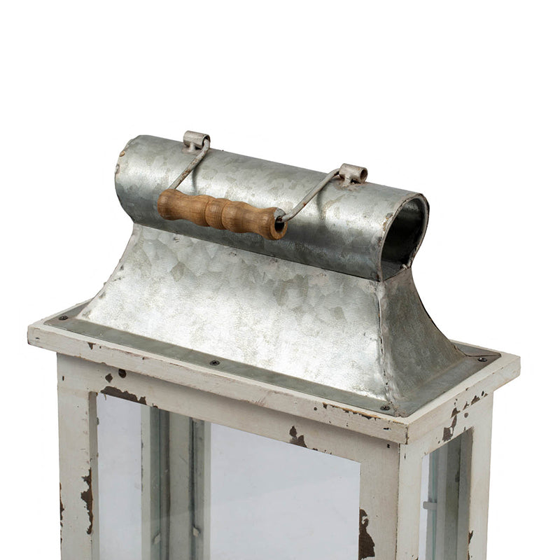 Rustic Wooden Hurricane Lanterns - Set of 2