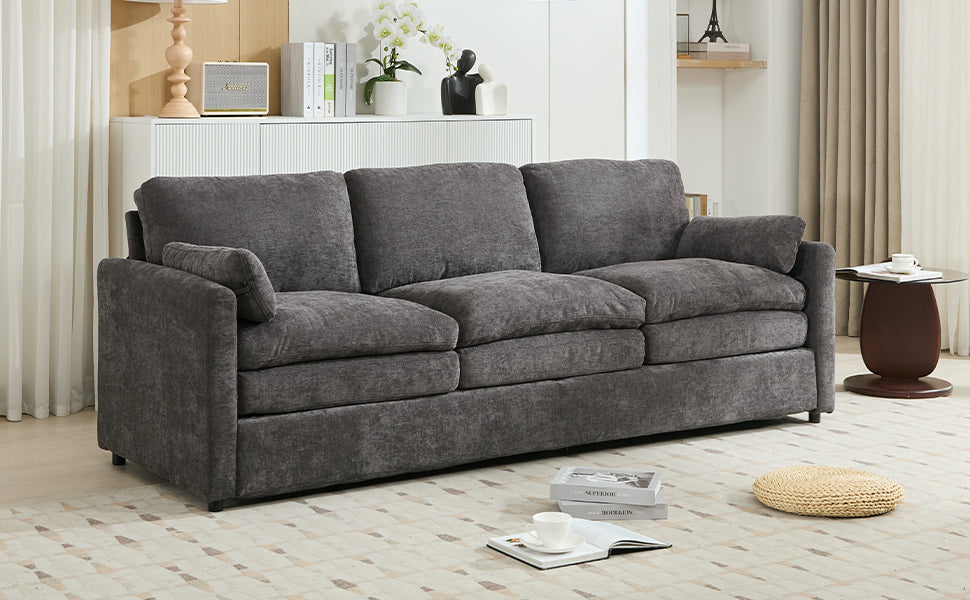 Cozy Upholstered Oversized 3-Seater Cloud Sofa in Dark Gray