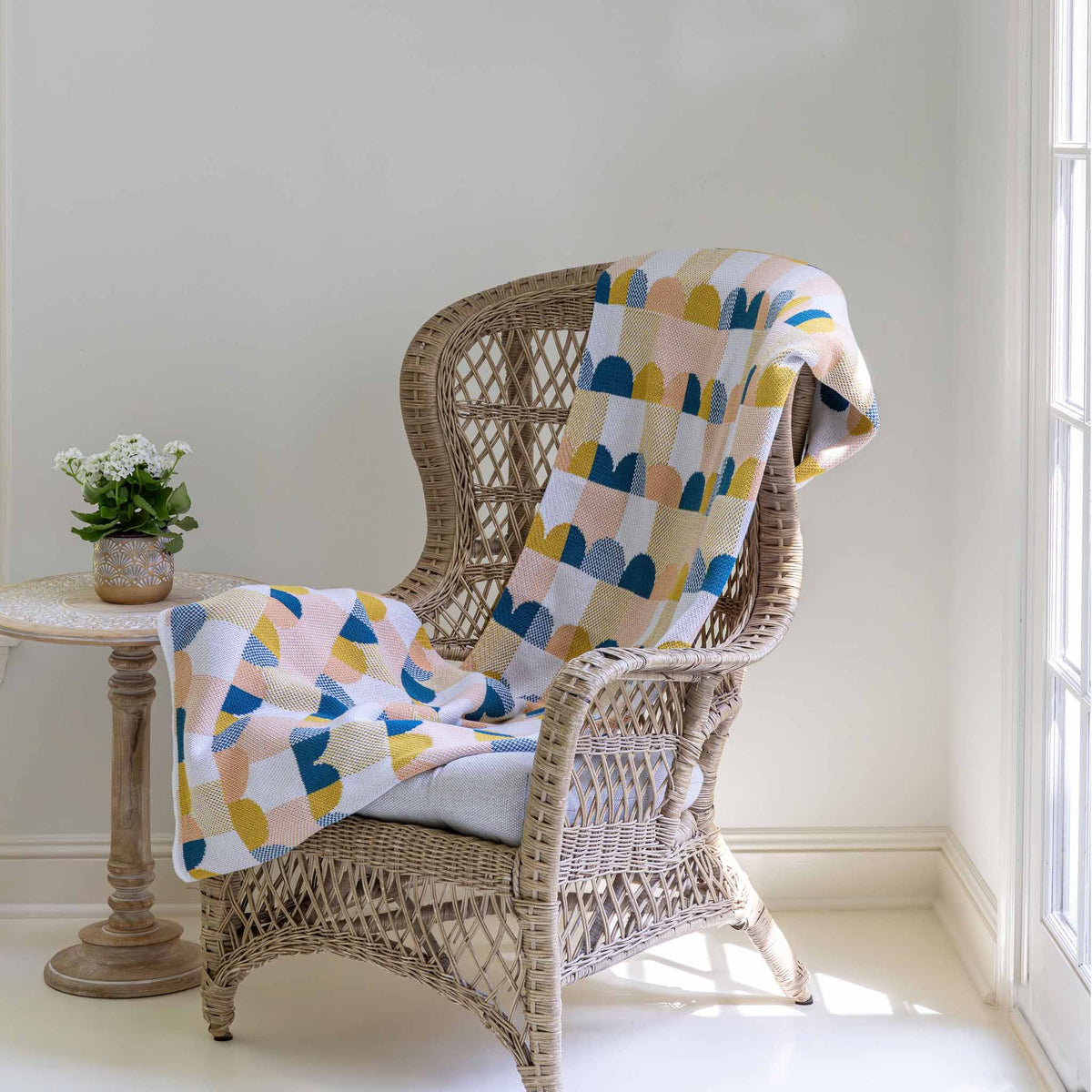 Poly Palm Springs - Indoor | Outdoor Sustainable Knit Mid-Century Modern, Modern Throw Blanket