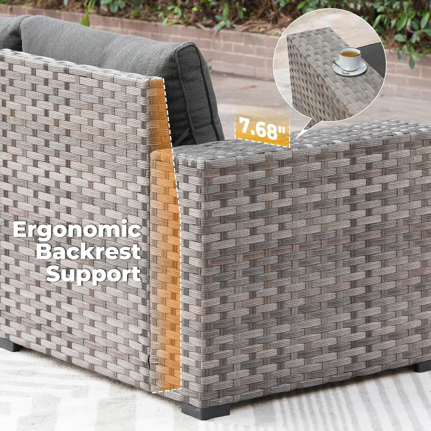 9 Piece Wicker Modular Sectional Patio Set - Gray/Black