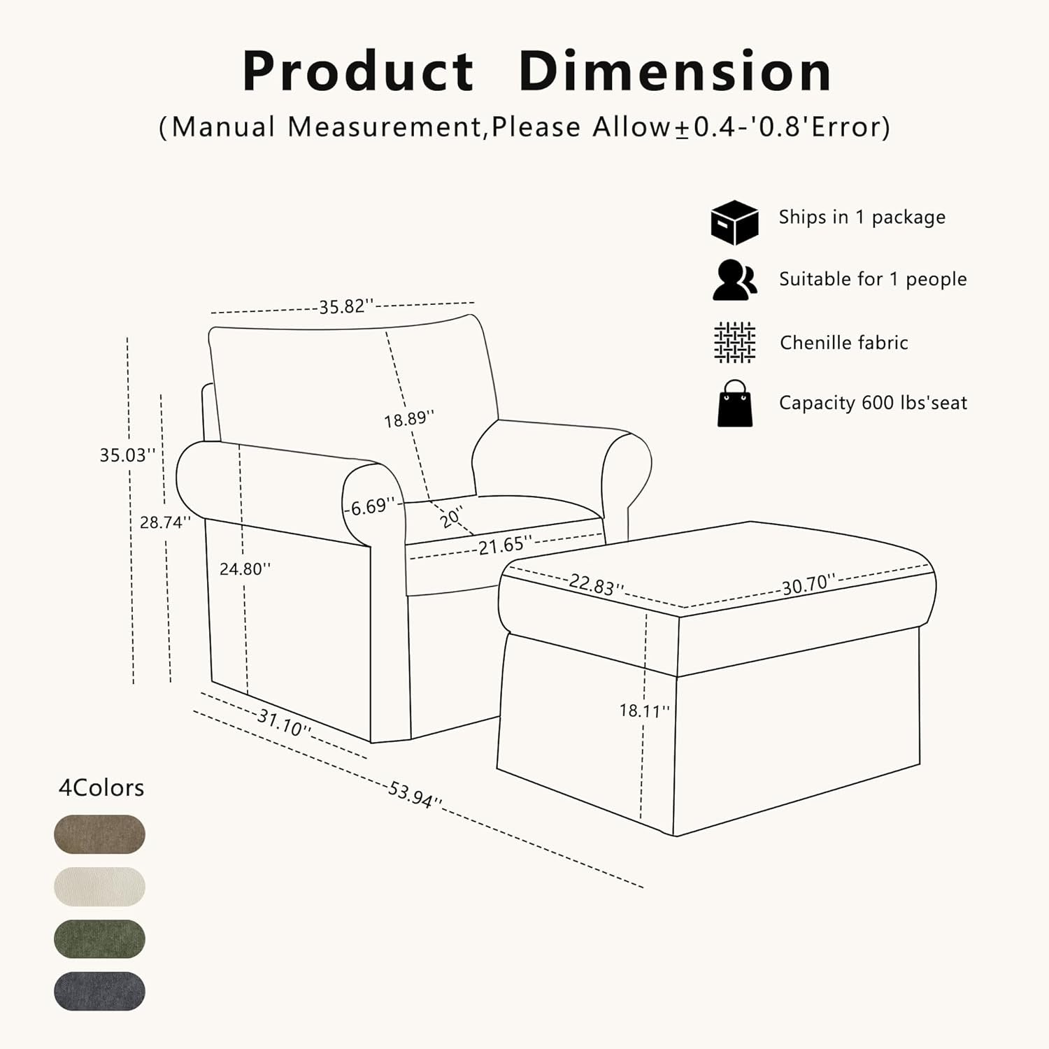 Gray Accent Chair With Ottoman