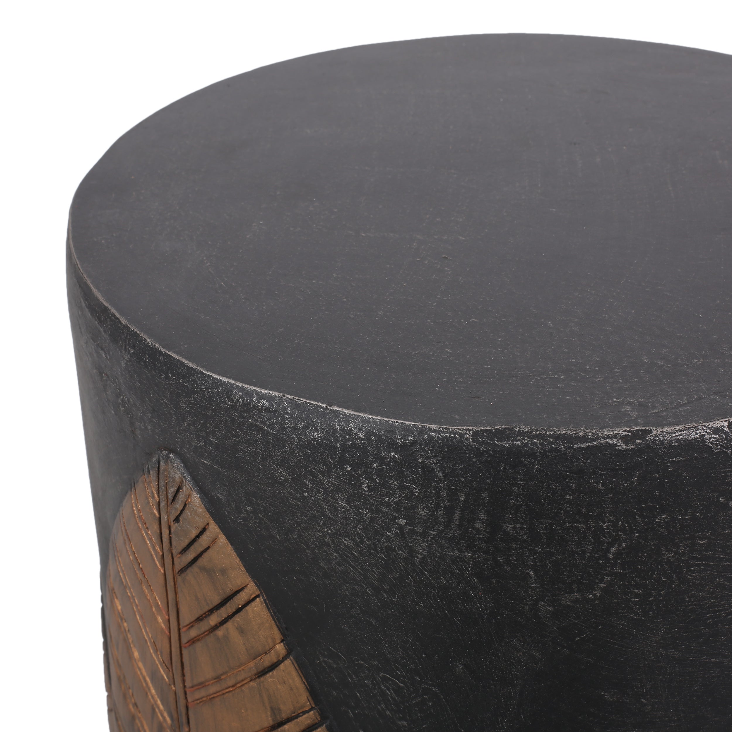 Outdoor Light Weight Concrete Side Table - Black/Copper