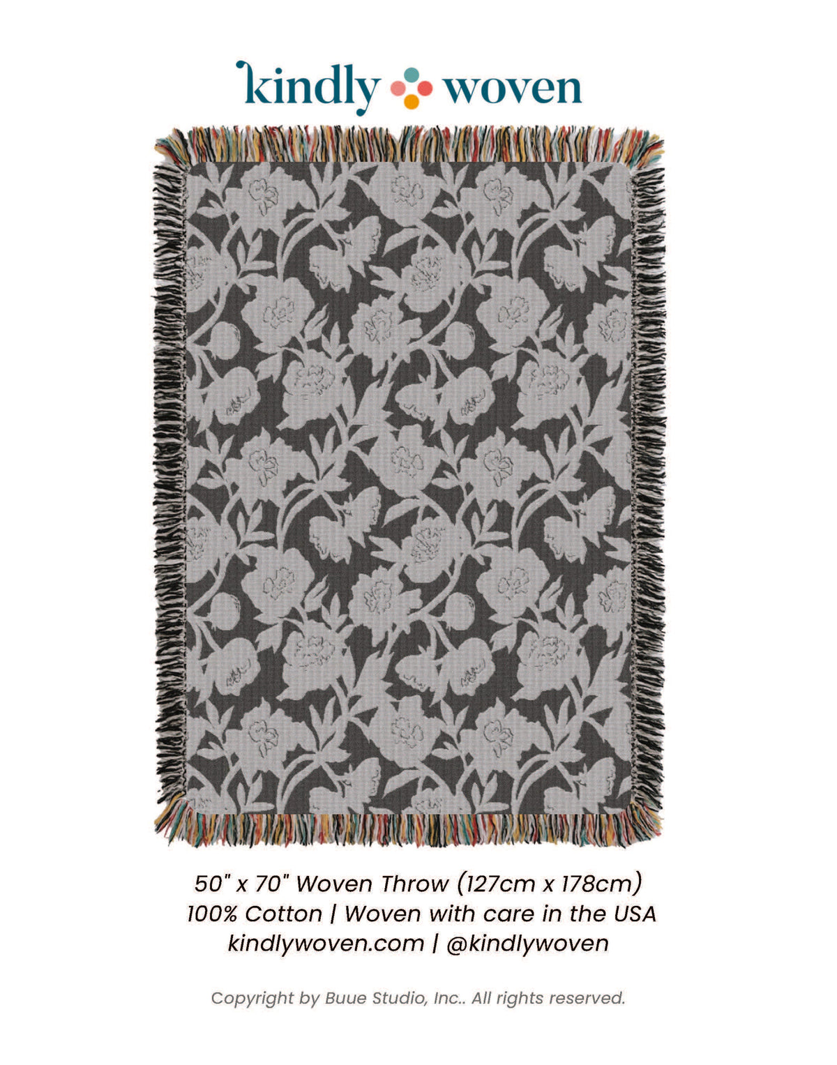 Neutral Floral Jacquard Woven Throw