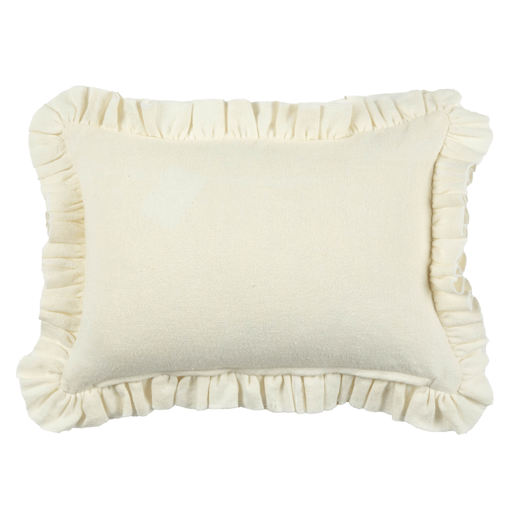 Anita Linen Solid Throw Pillow Cover - Cream Ruffled