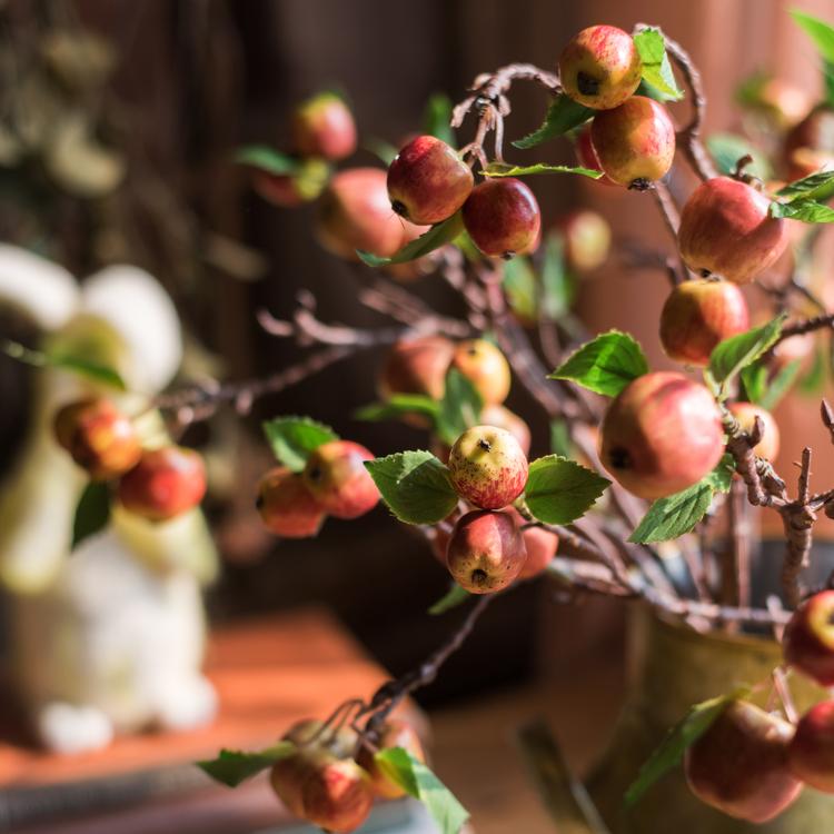 Artificial Mini Apple Stems in Red - 23 inch