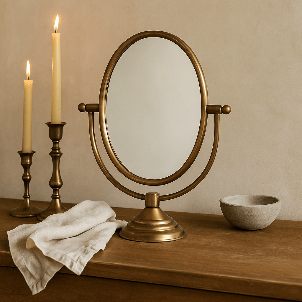 Austine Framed Mirror – Antique Brass Finish