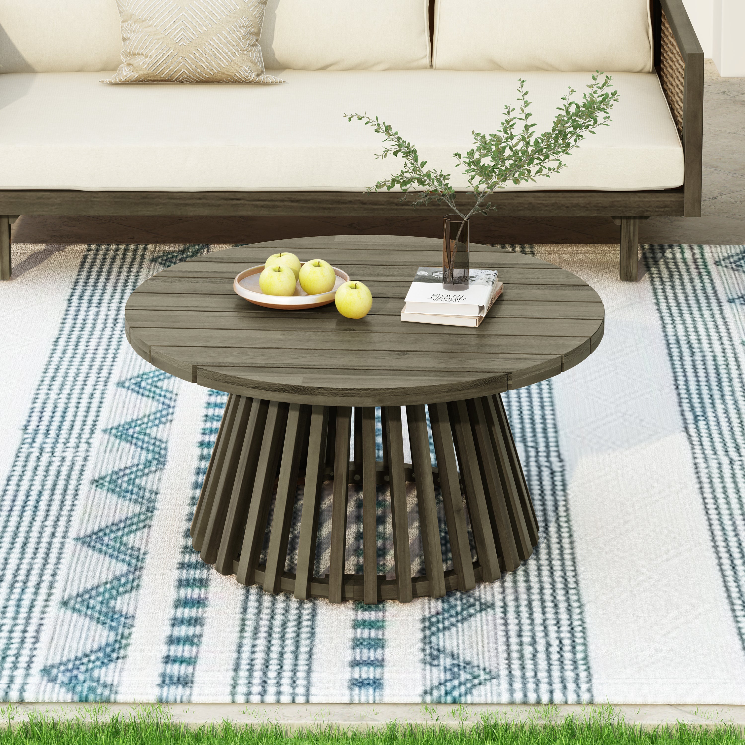 Outdoor Acacia Wood Coffee Table - Grey
