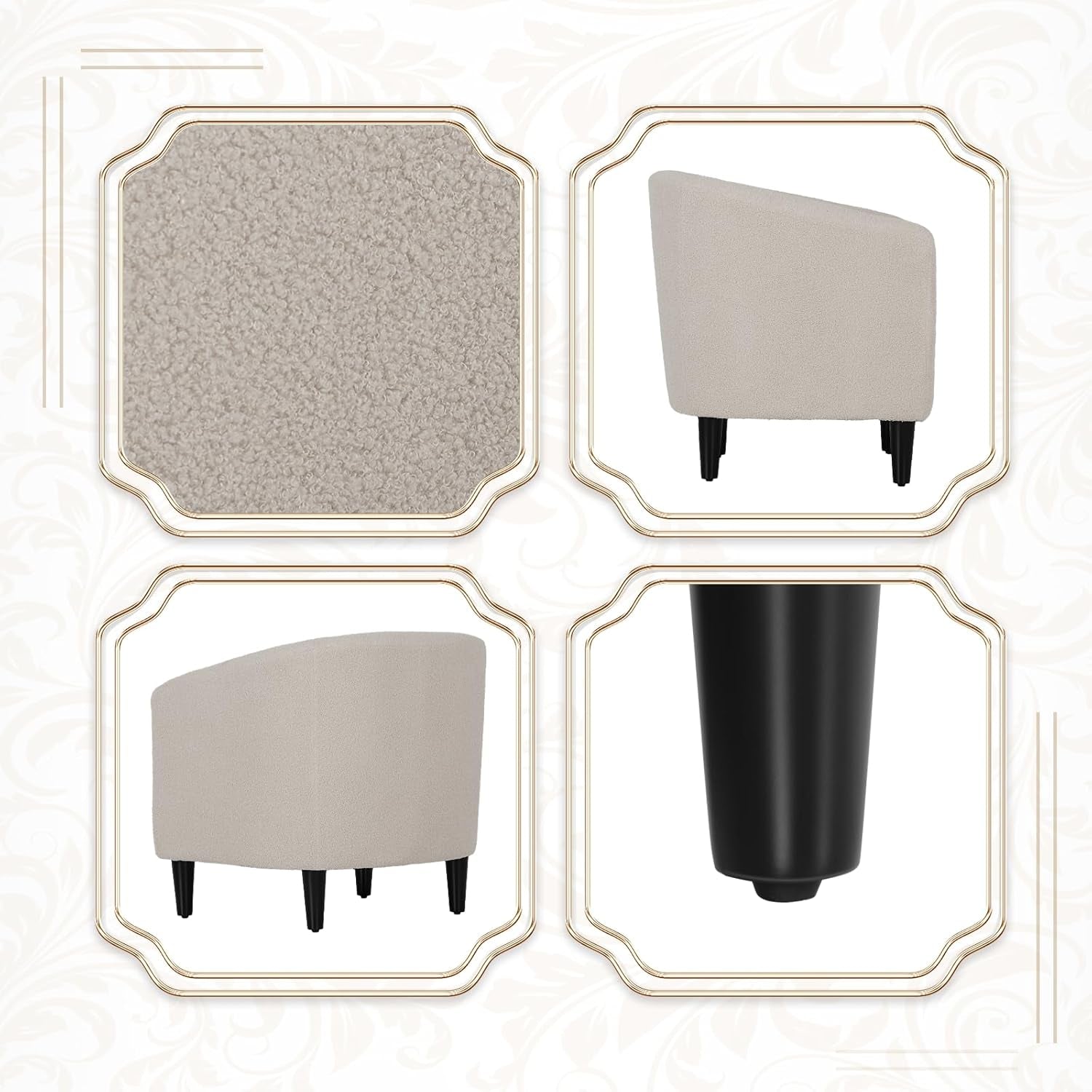 Beige Furry Barrel Accent Chair