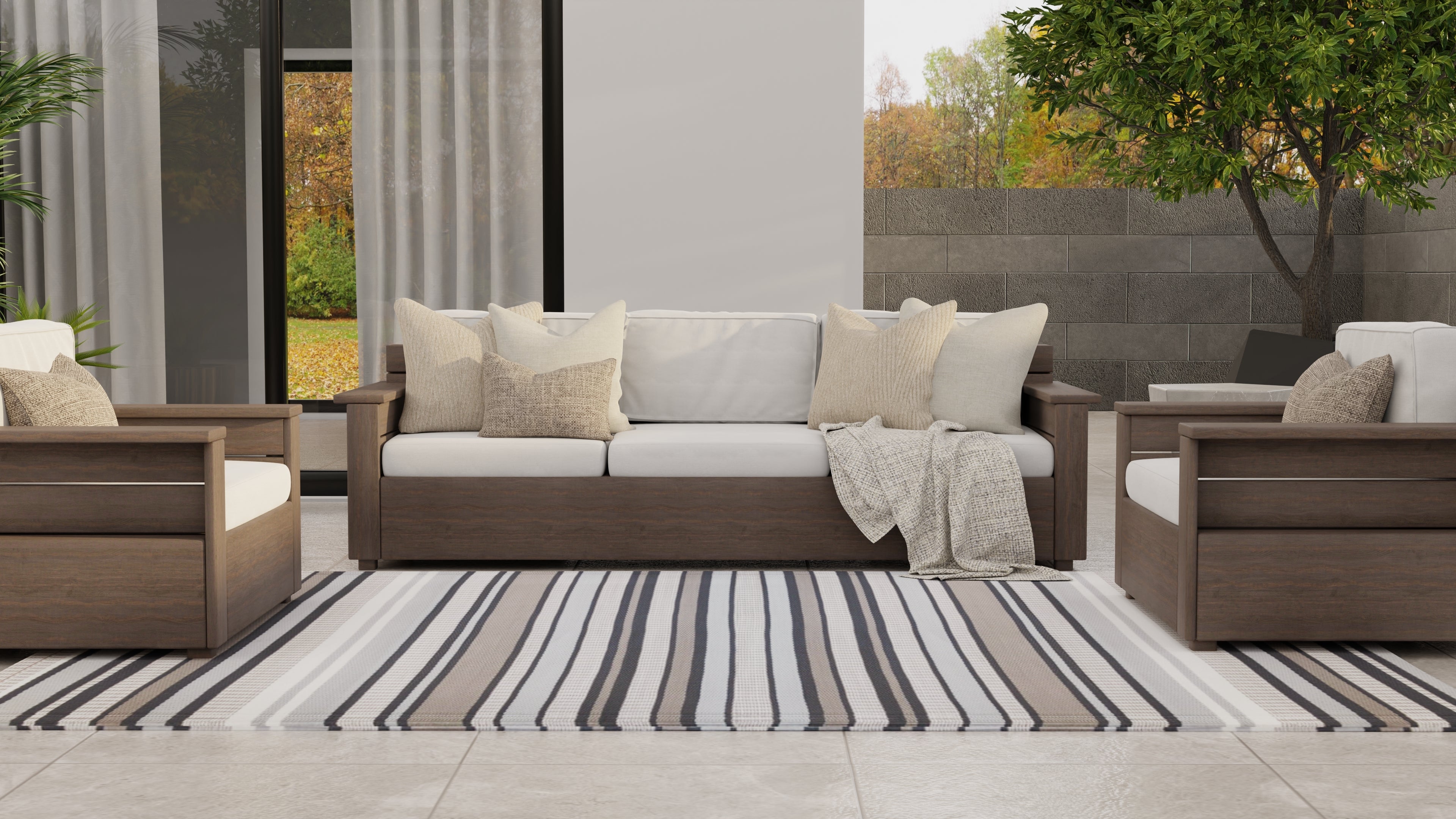 Stripes Cool Grey Outdoor Mat
