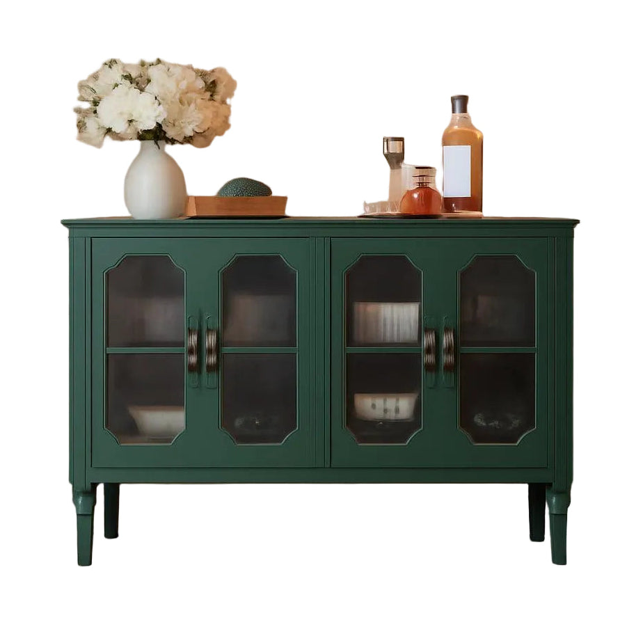 Vintage Sideboard With Glass Doors in Emerald Green