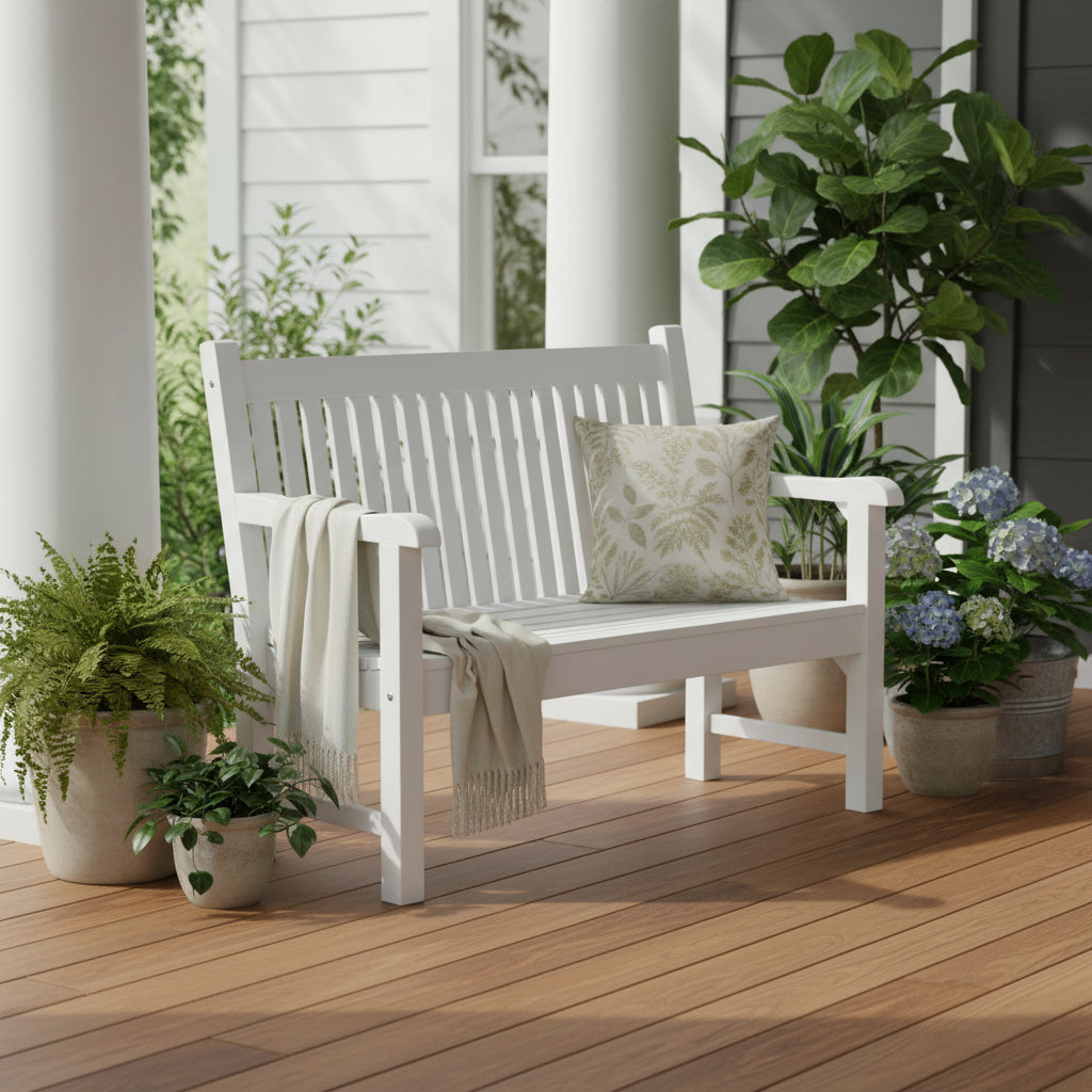 White Outdoor Bench