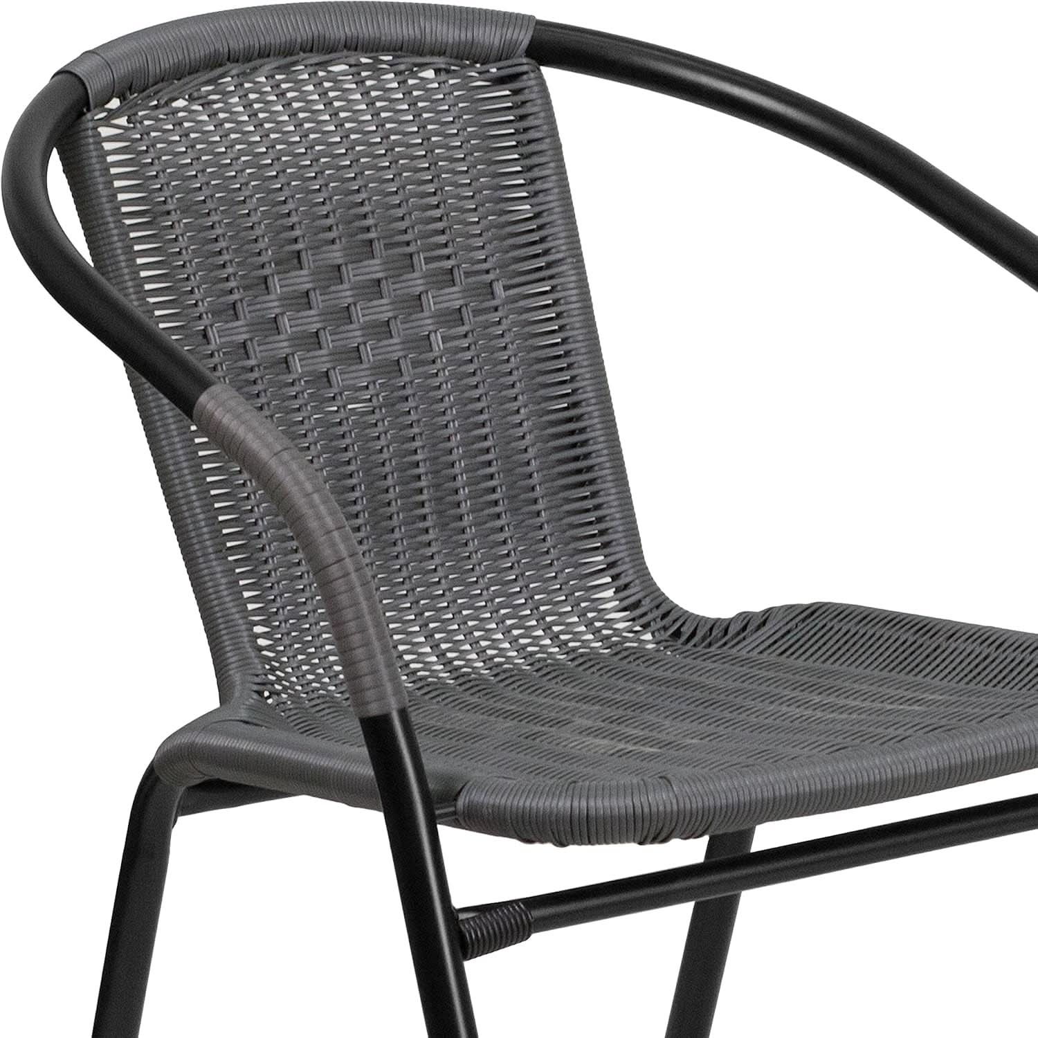 Set of 4 Modern Stackable Rattan Outdoor Dining Chairs
