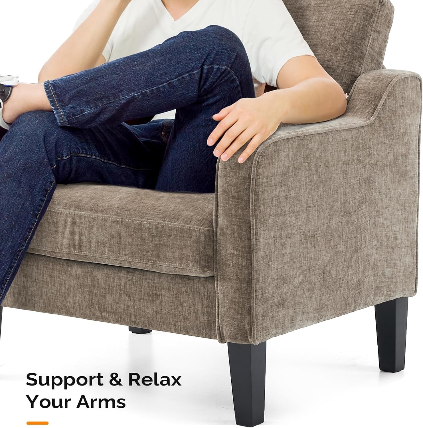 Light Brown Upholstered Accent Chairs - 2 pc Set
