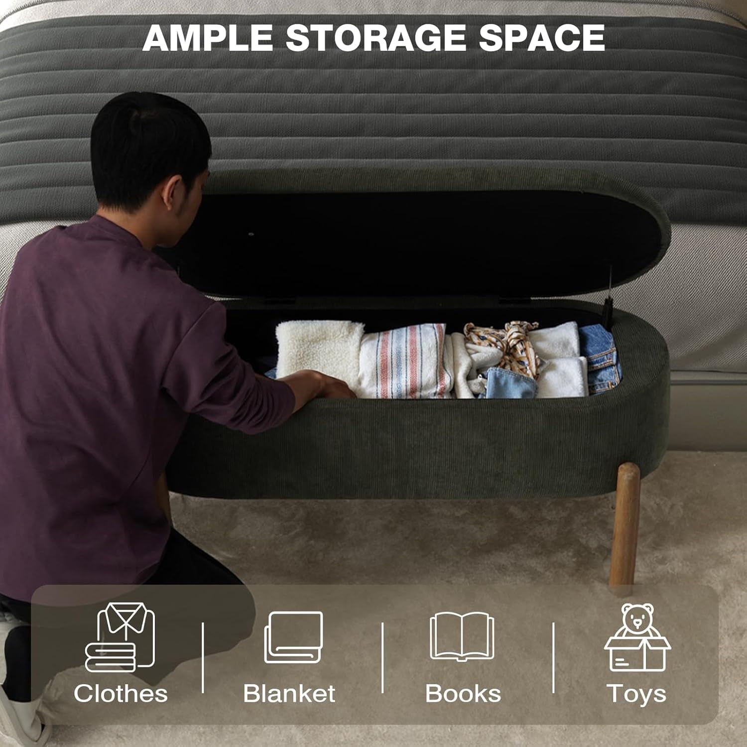 Green Storage Bench