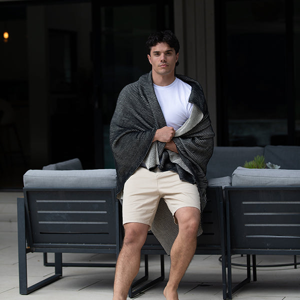 Ribbed Organic Cotton Knit Throw Blanket