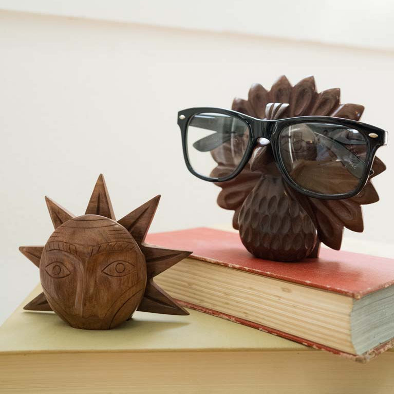 Peacock Glasses Holder Stand - Handcrafted Wood
