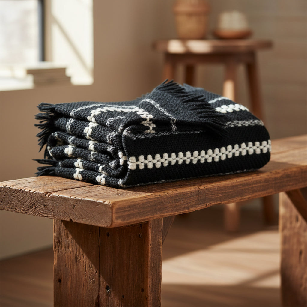 Chunky Black Cuzco Alpaca Throw