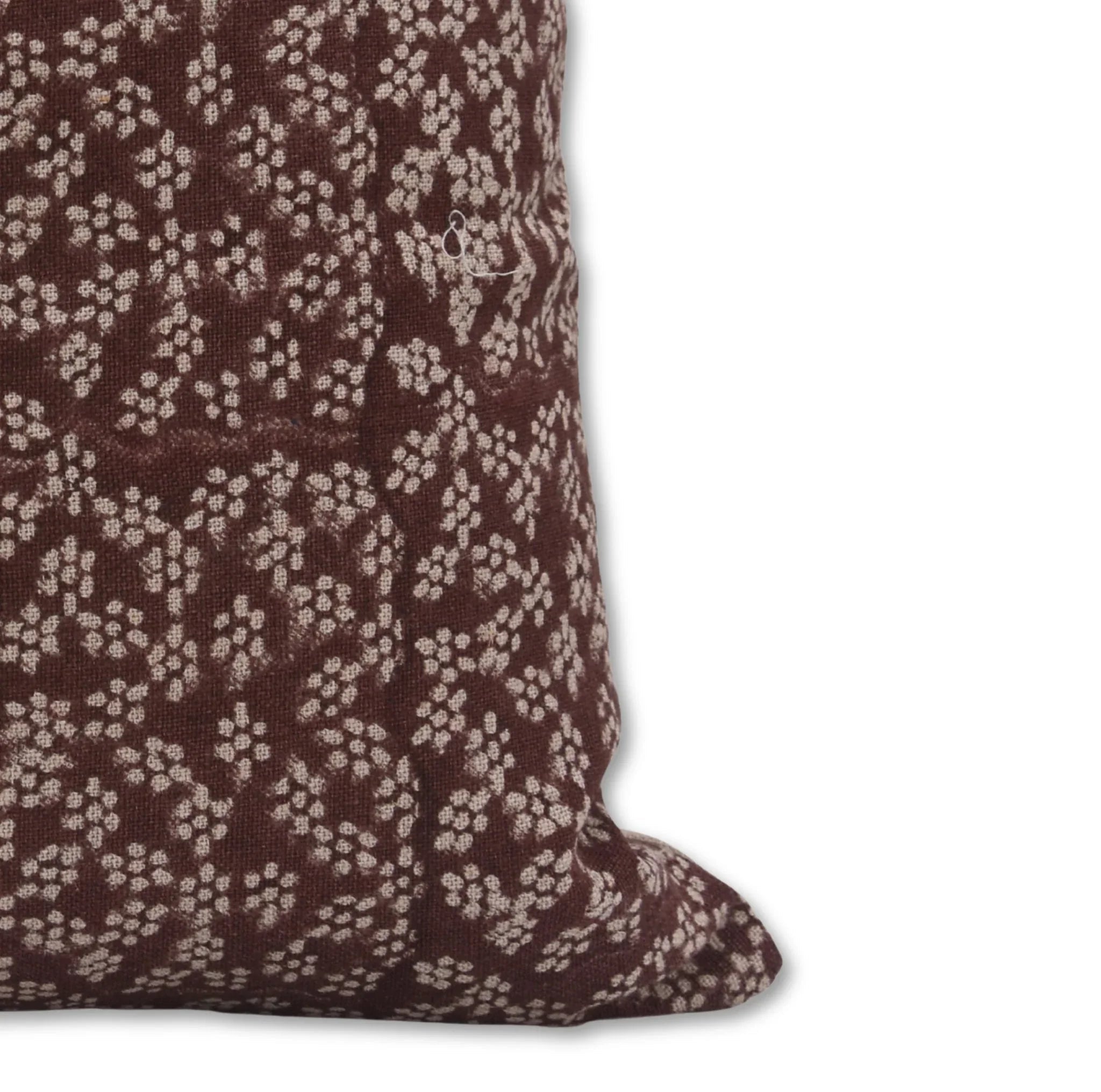 Ola Vrishti Handmade Brown Floral Block Print Pillow Cover