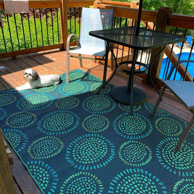 Molly Navy & Aqua Outdoor Mat