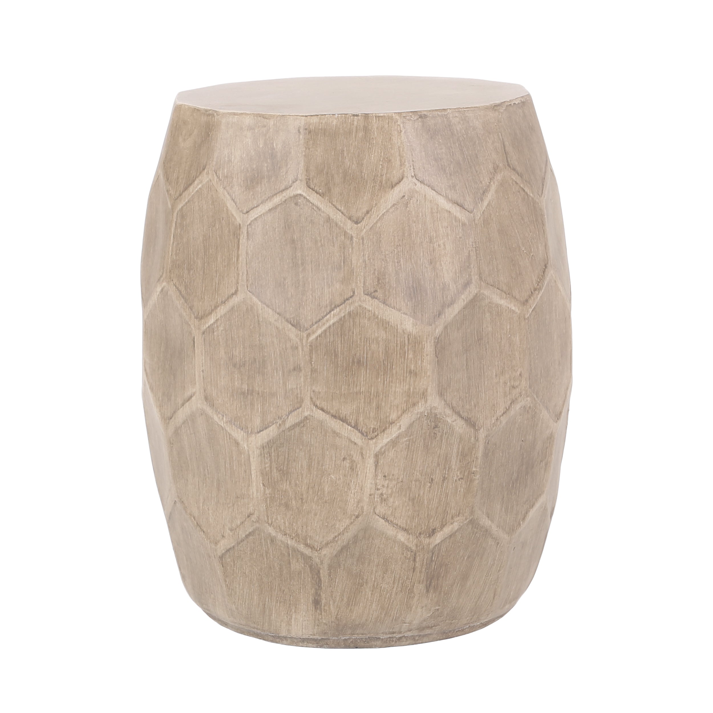 Outdoor Lightweight Concrete Side Table with Honeycomb Pattern in Natural Finish