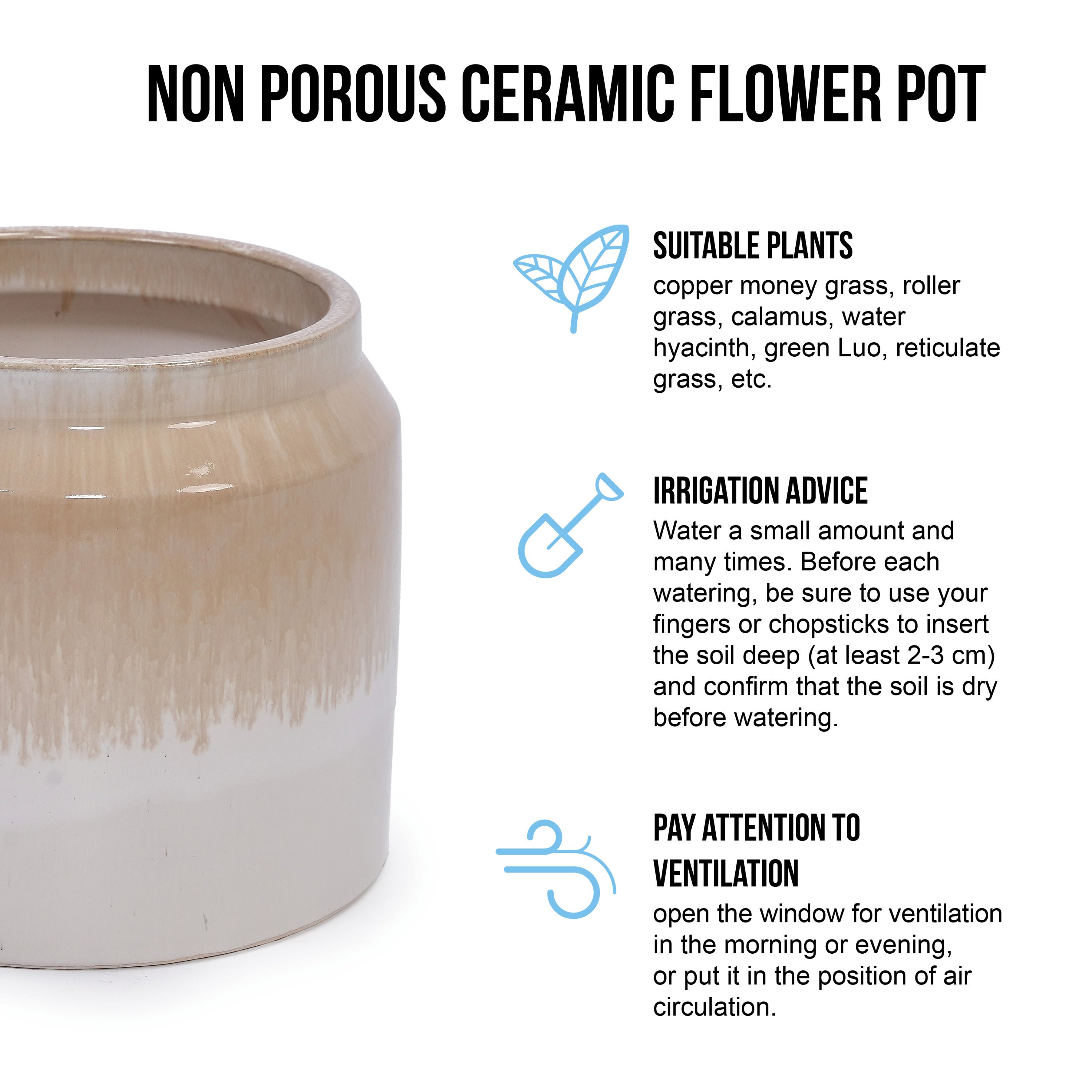 Set of 2 Gradient Ceramic Flowerpots - White/Brown