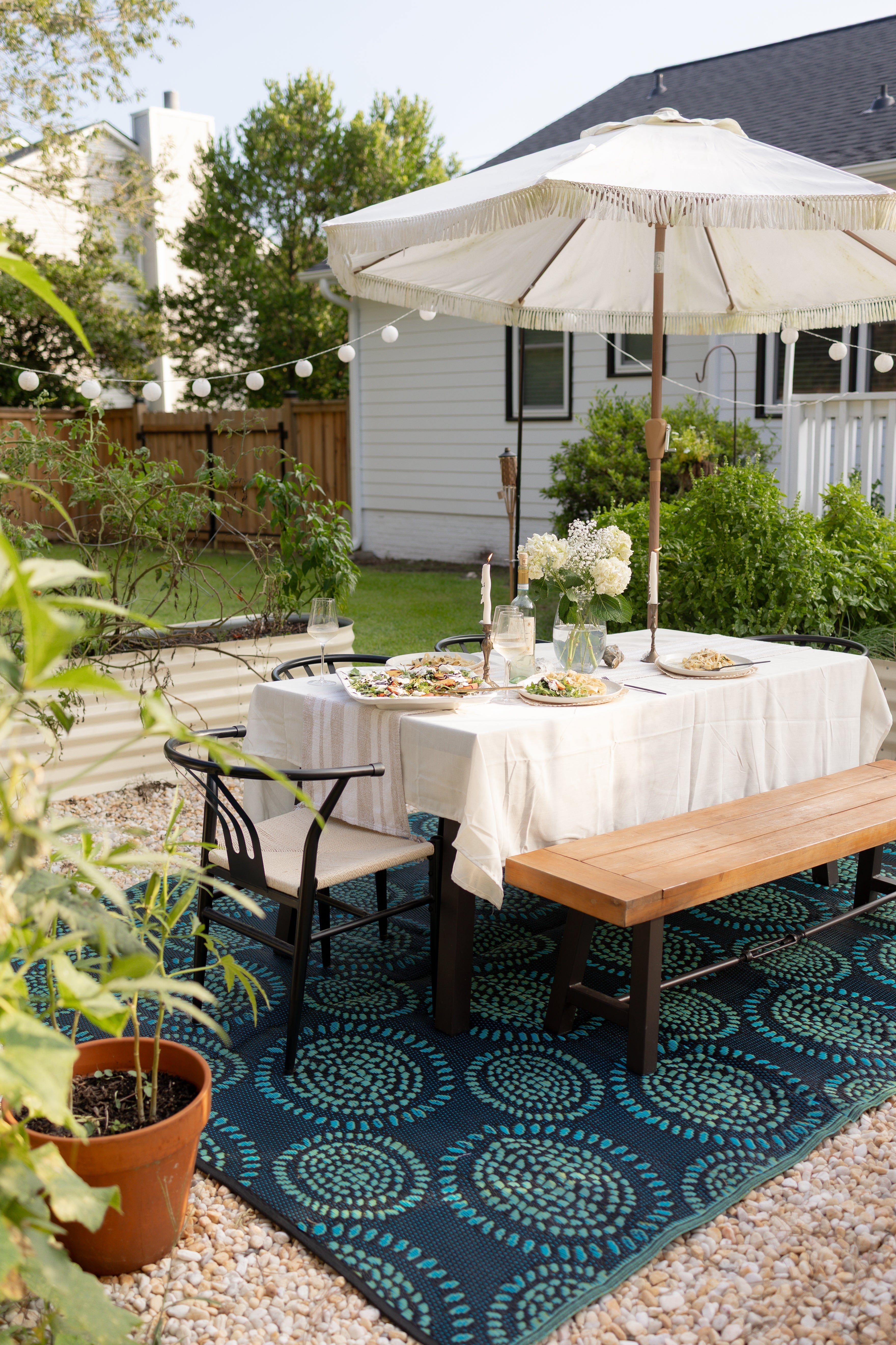 Molly Navy & Aqua Outdoor Mat
