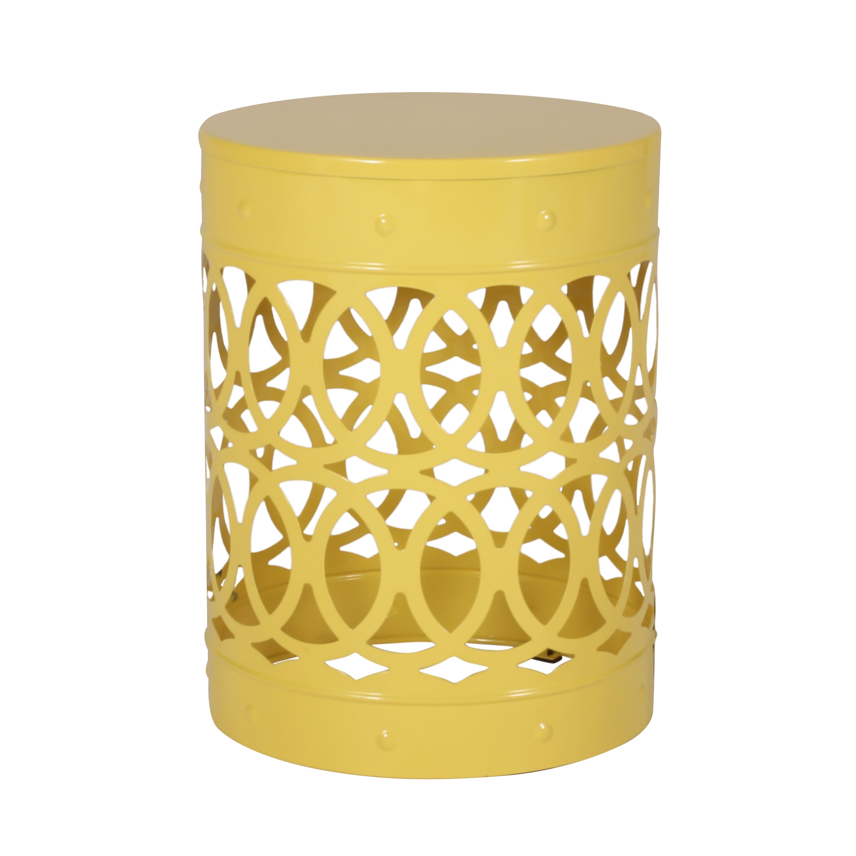 Set of 2 Outdoor Metal Accent Tables - Yellow