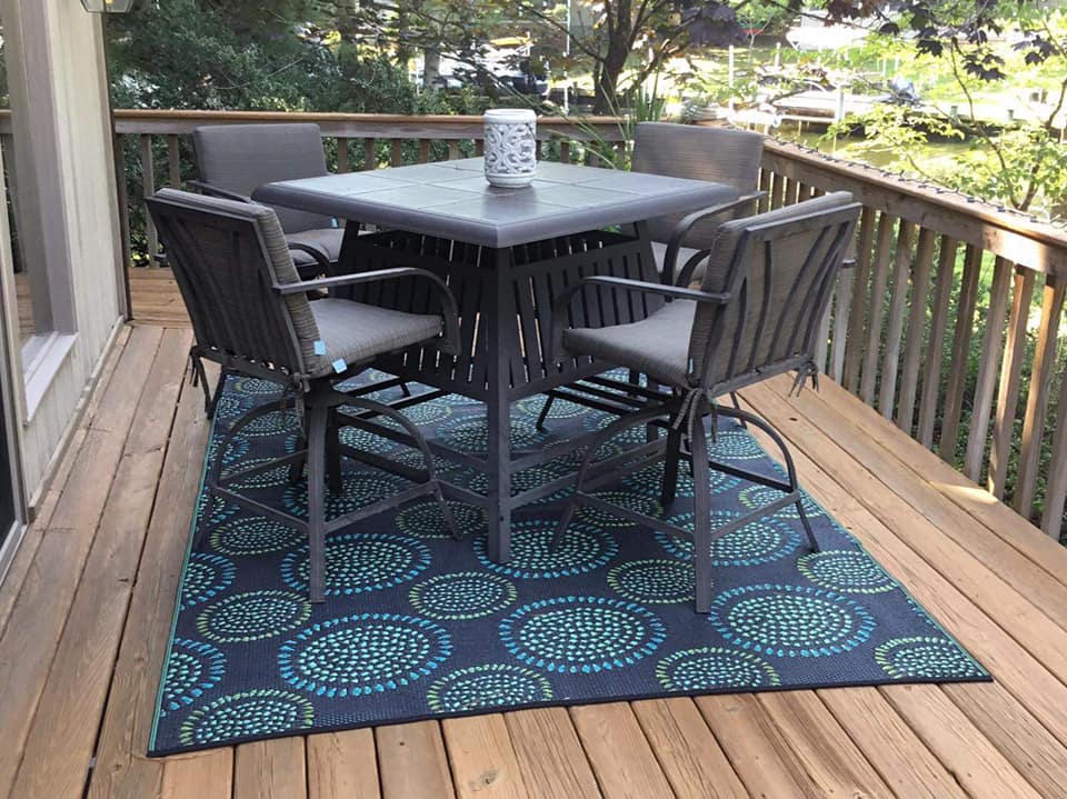 Molly Navy & Aqua Outdoor Mat