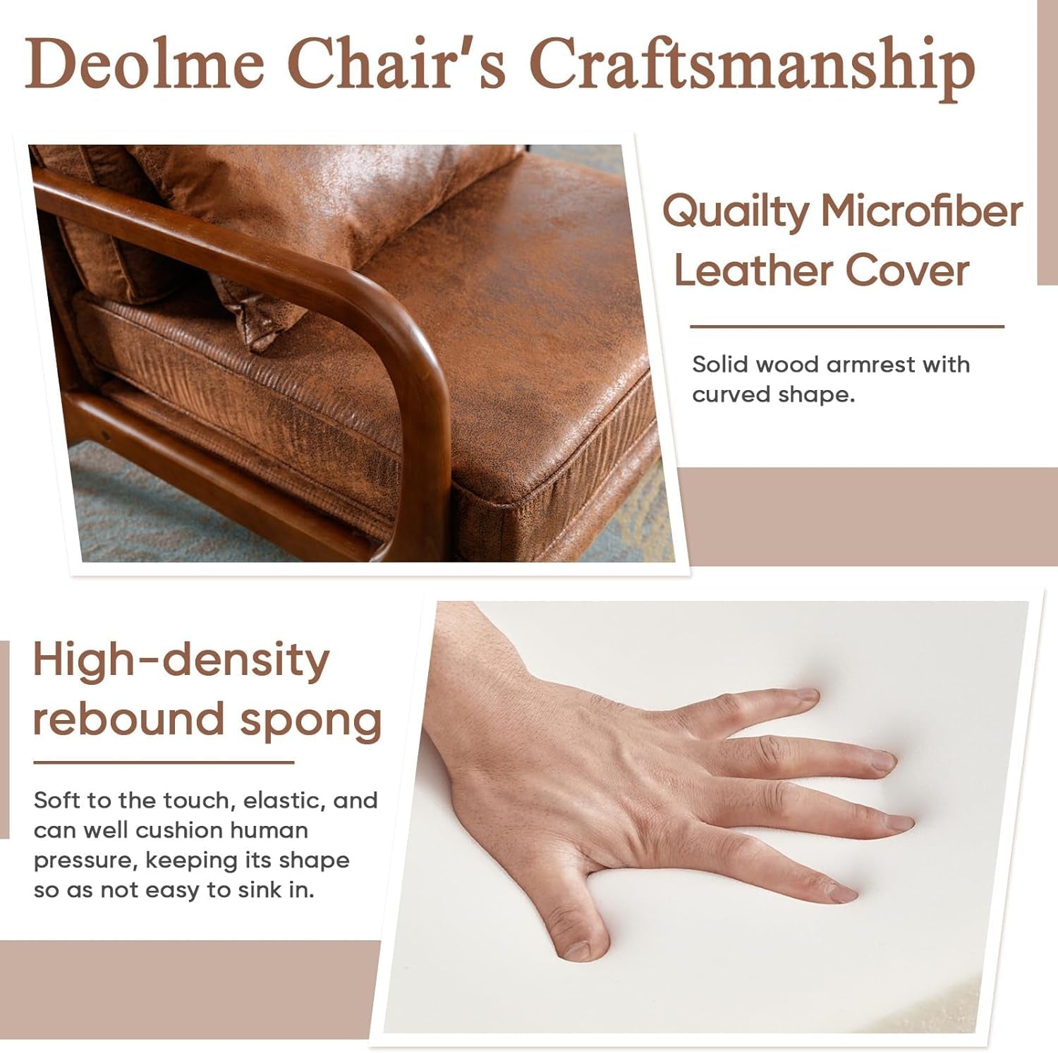 Brown Microfiber Midcentury Modern Accent Chairs - 2 pc Set
