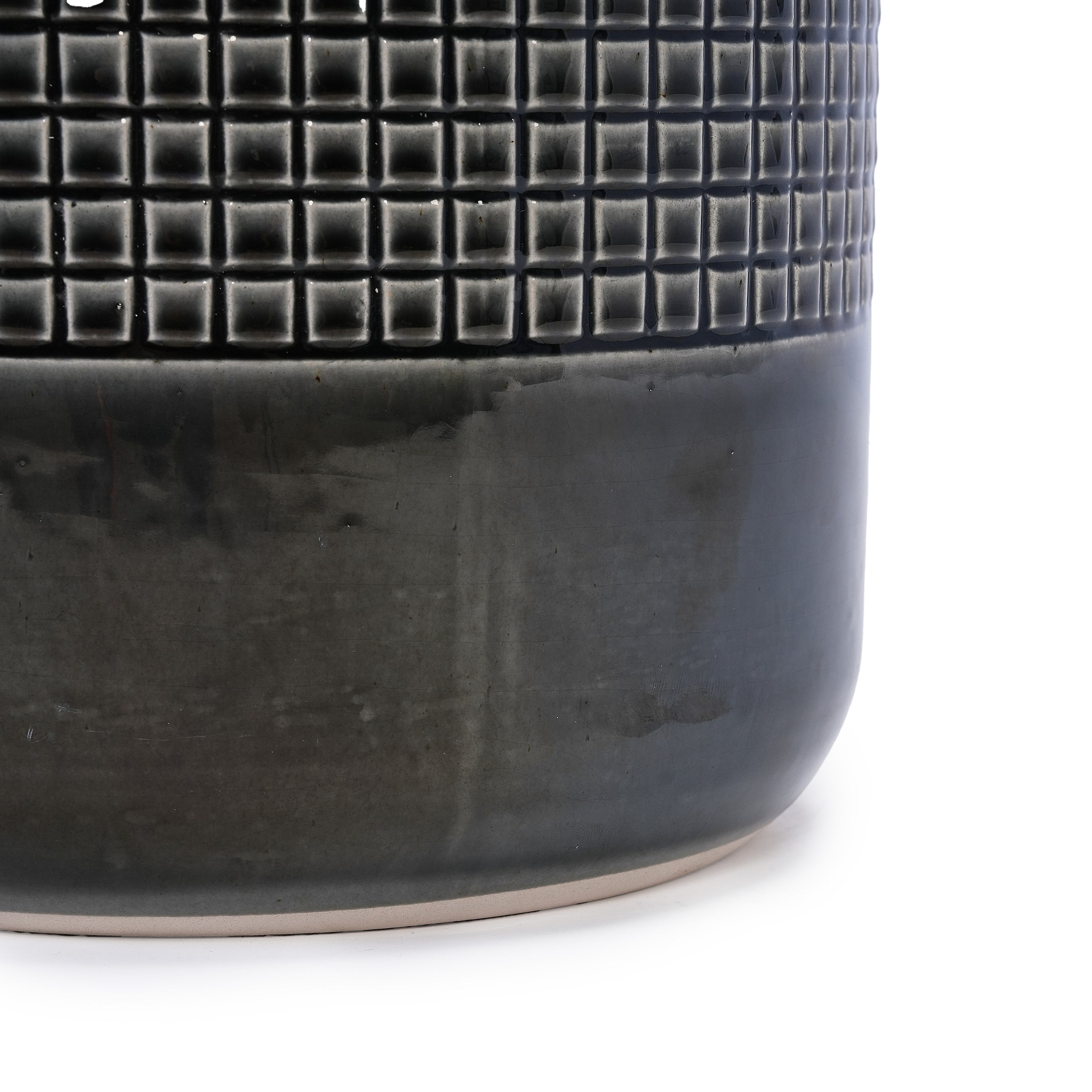 Set of 3 Black Grid Design Flower Pots