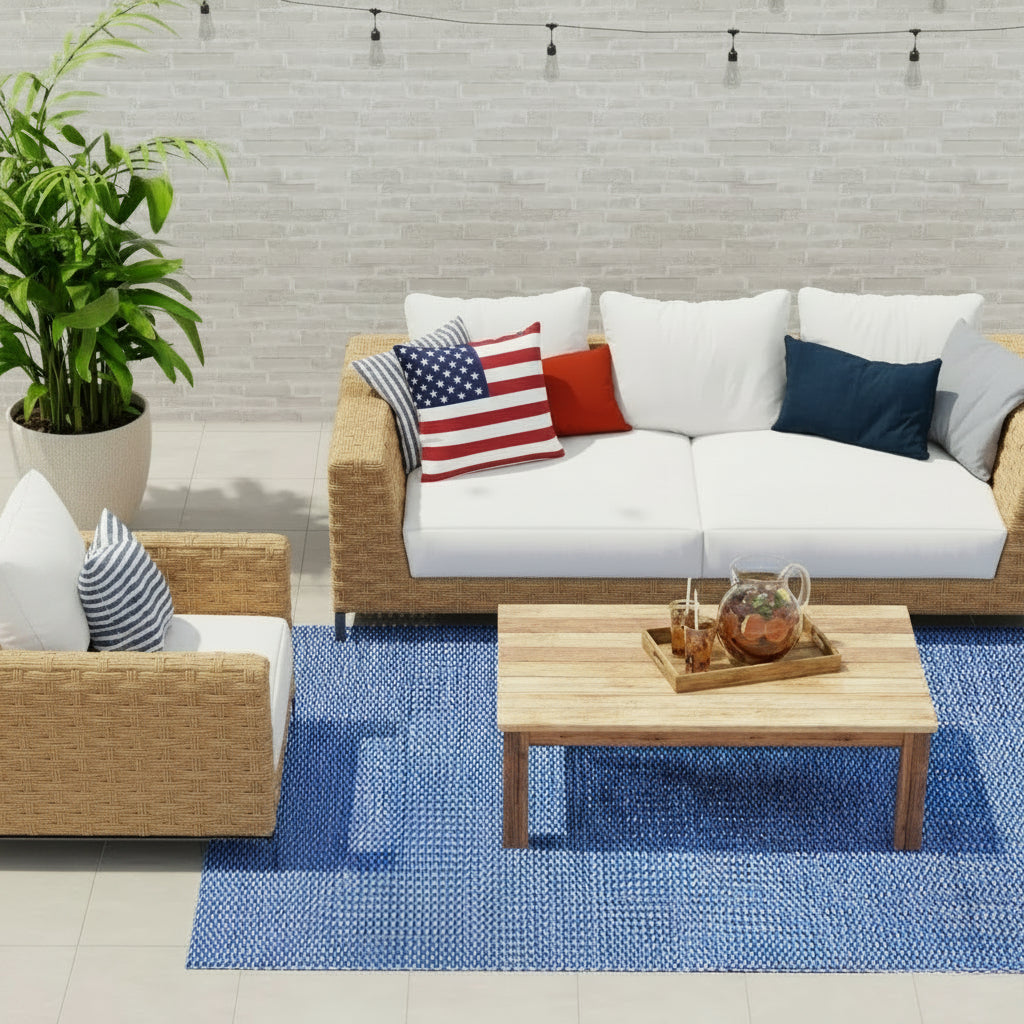 Basic Blue & White Outdoor Mat