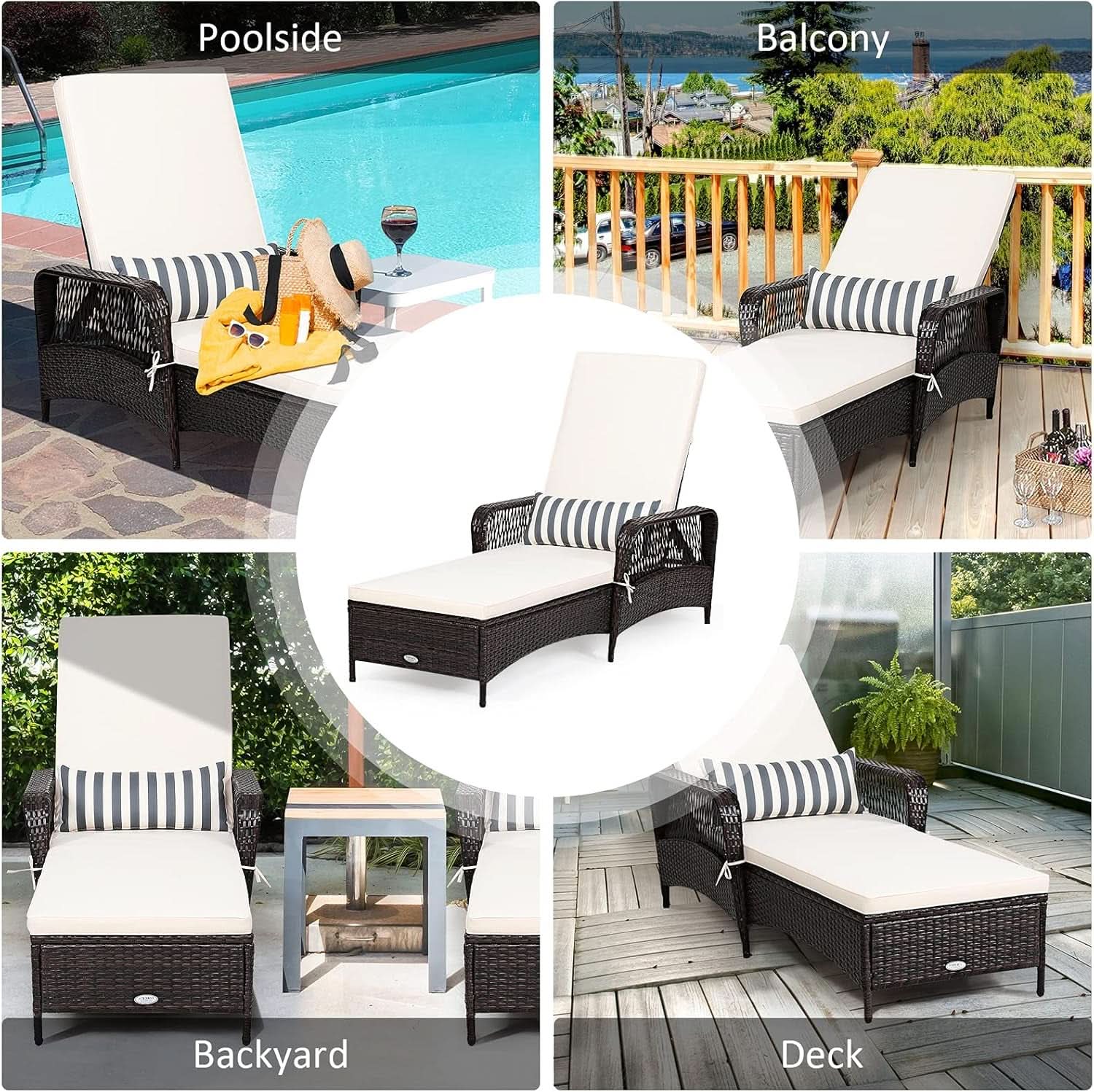 Adjustable Outdoor Chaise Lounge Chair