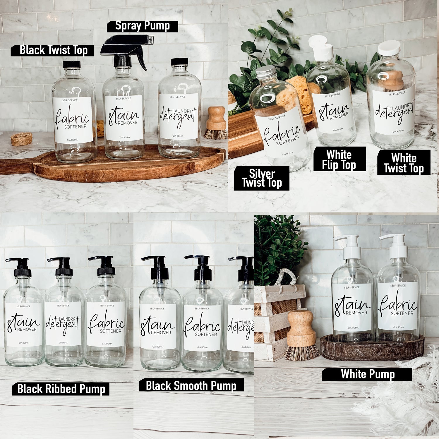 16oz Glass Bottles - Clear/White Label