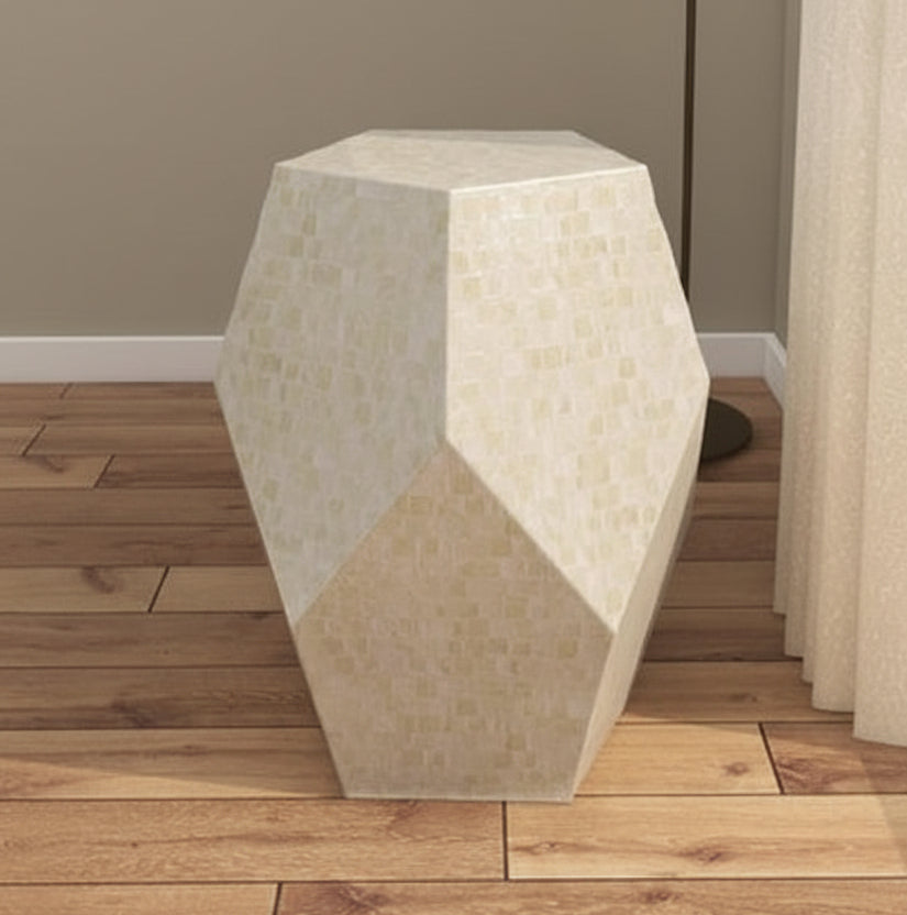 Cream Mother of Pearl Shell Handmade Accent Table