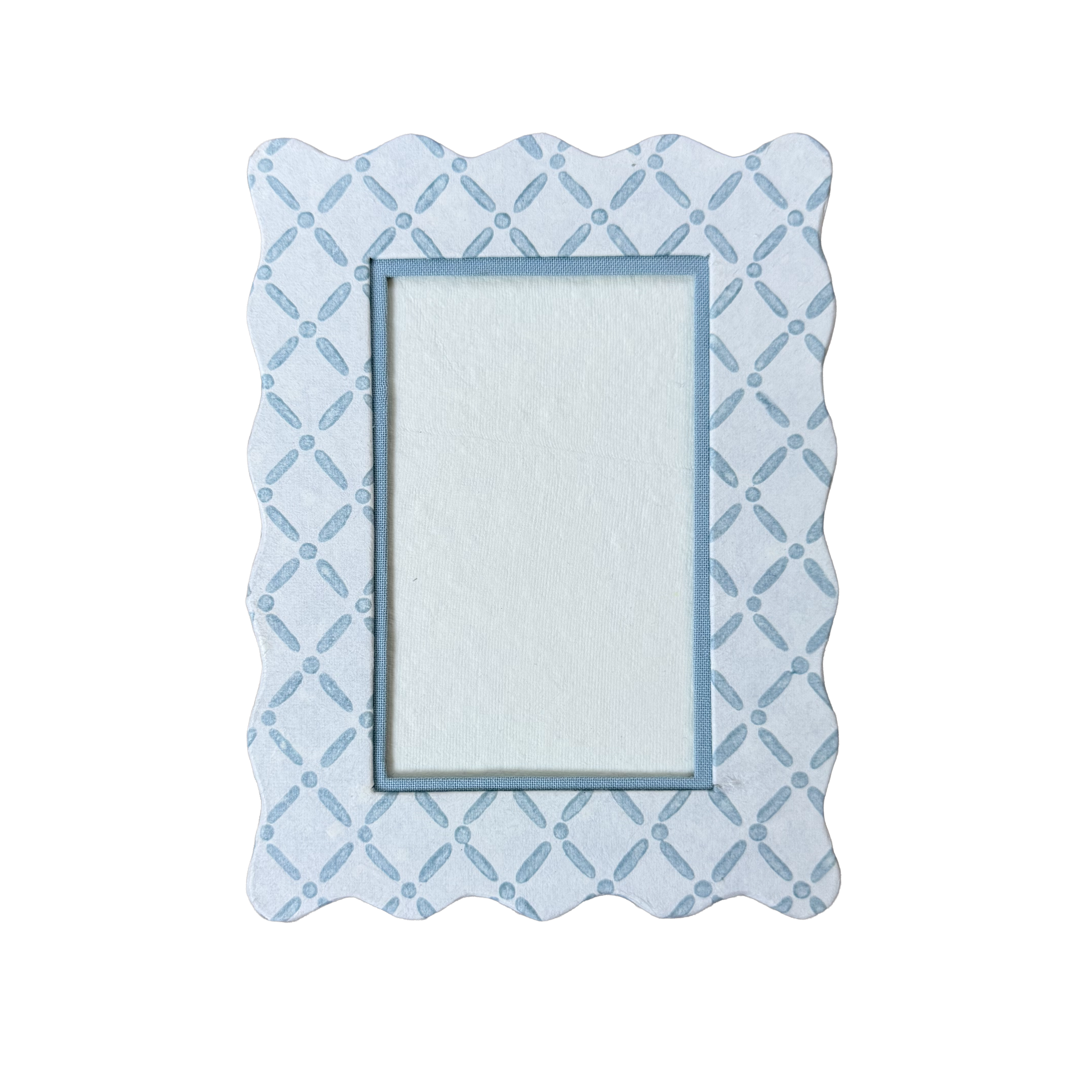 Block Printed Picture Frame - Croix Blue - 4x6