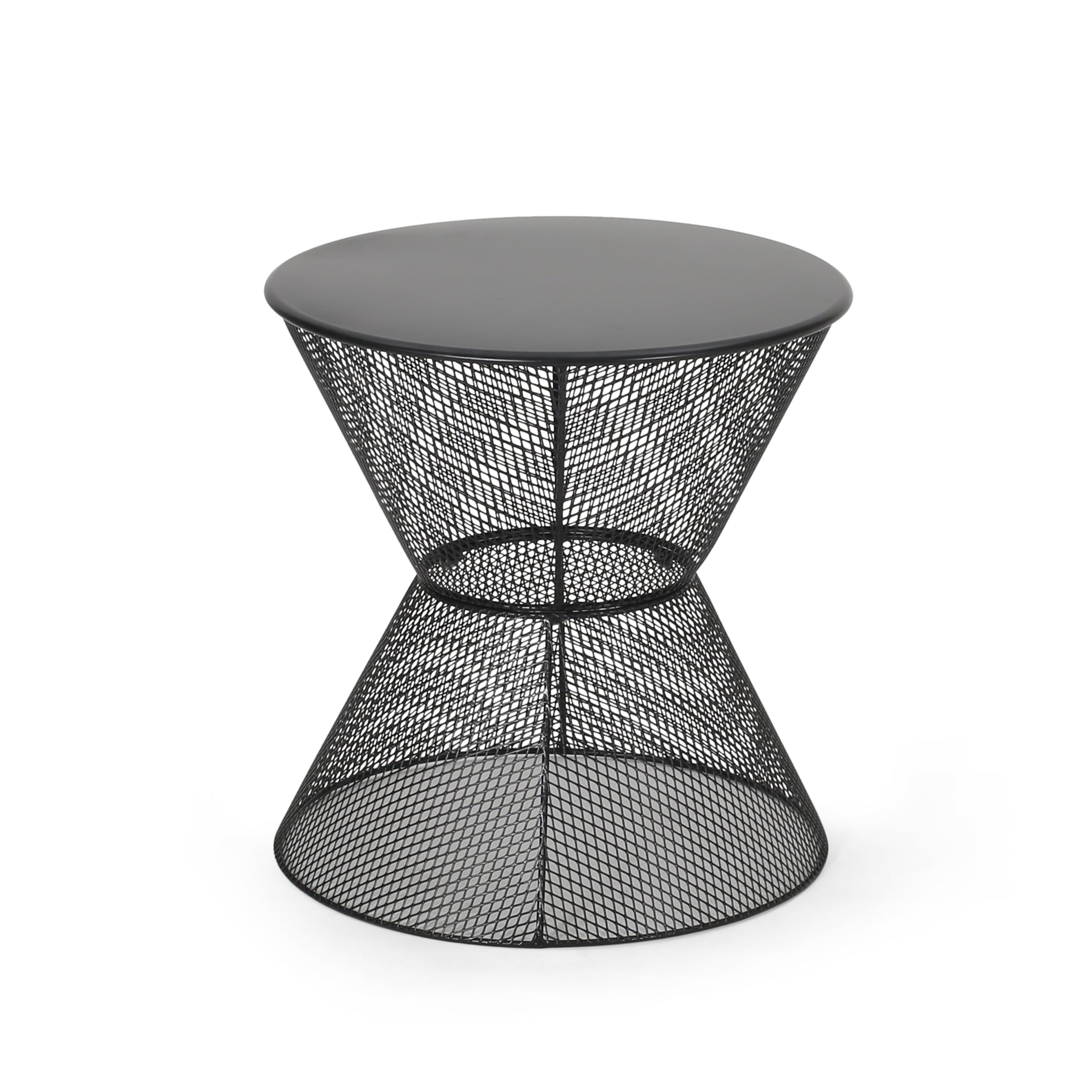 NEVADA Indoor/Outdoor Side Table in Matte Black Mesh Finish