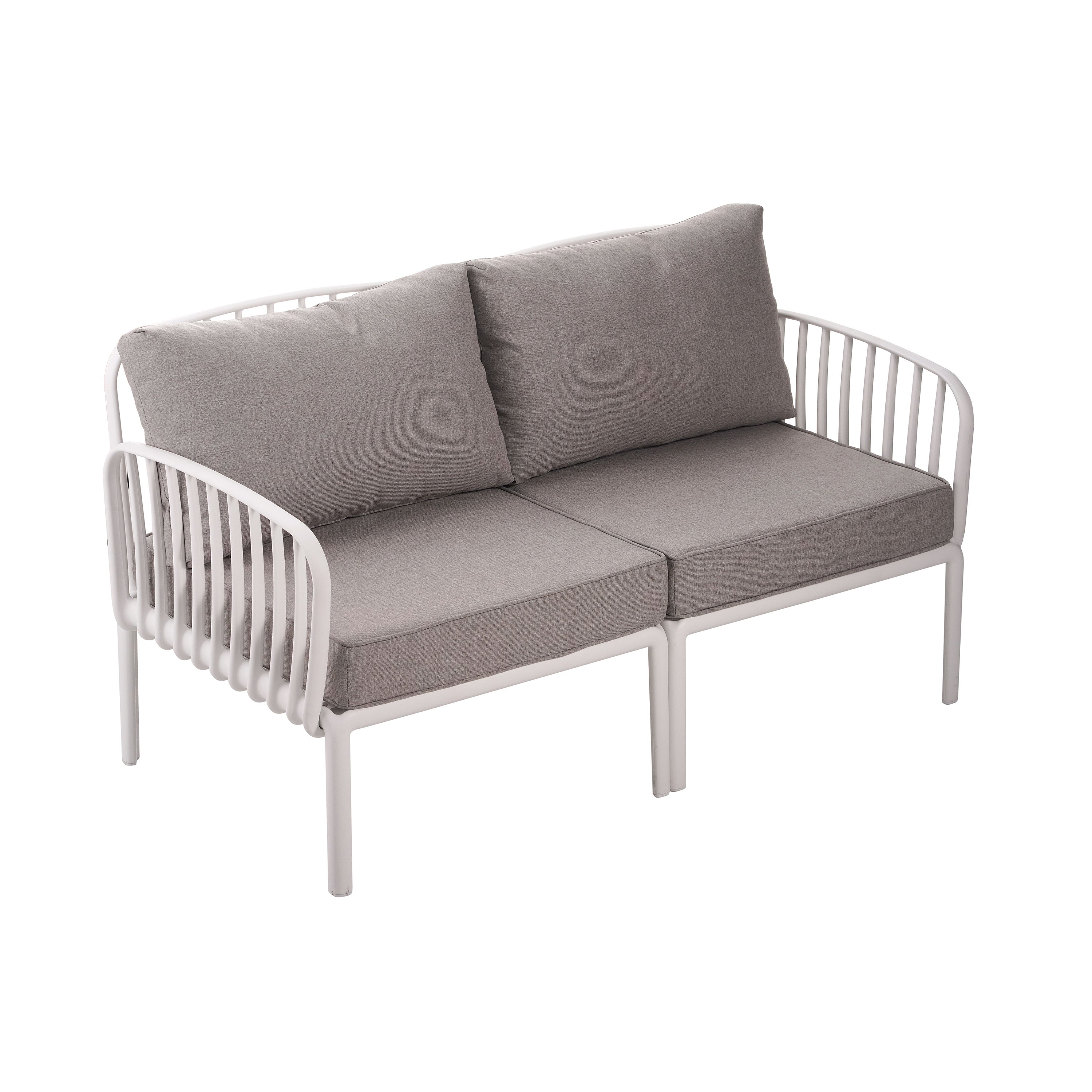 3 Piece Patio Conversation Set - White & Gray