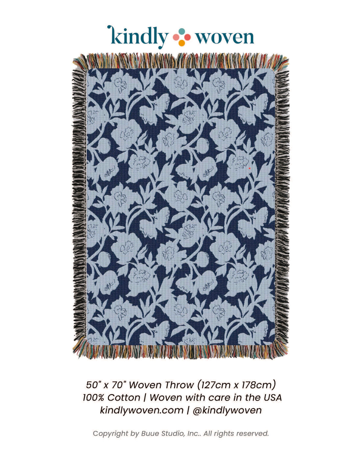 Addy Delft Floral Jacquard Woven Throw Blanket