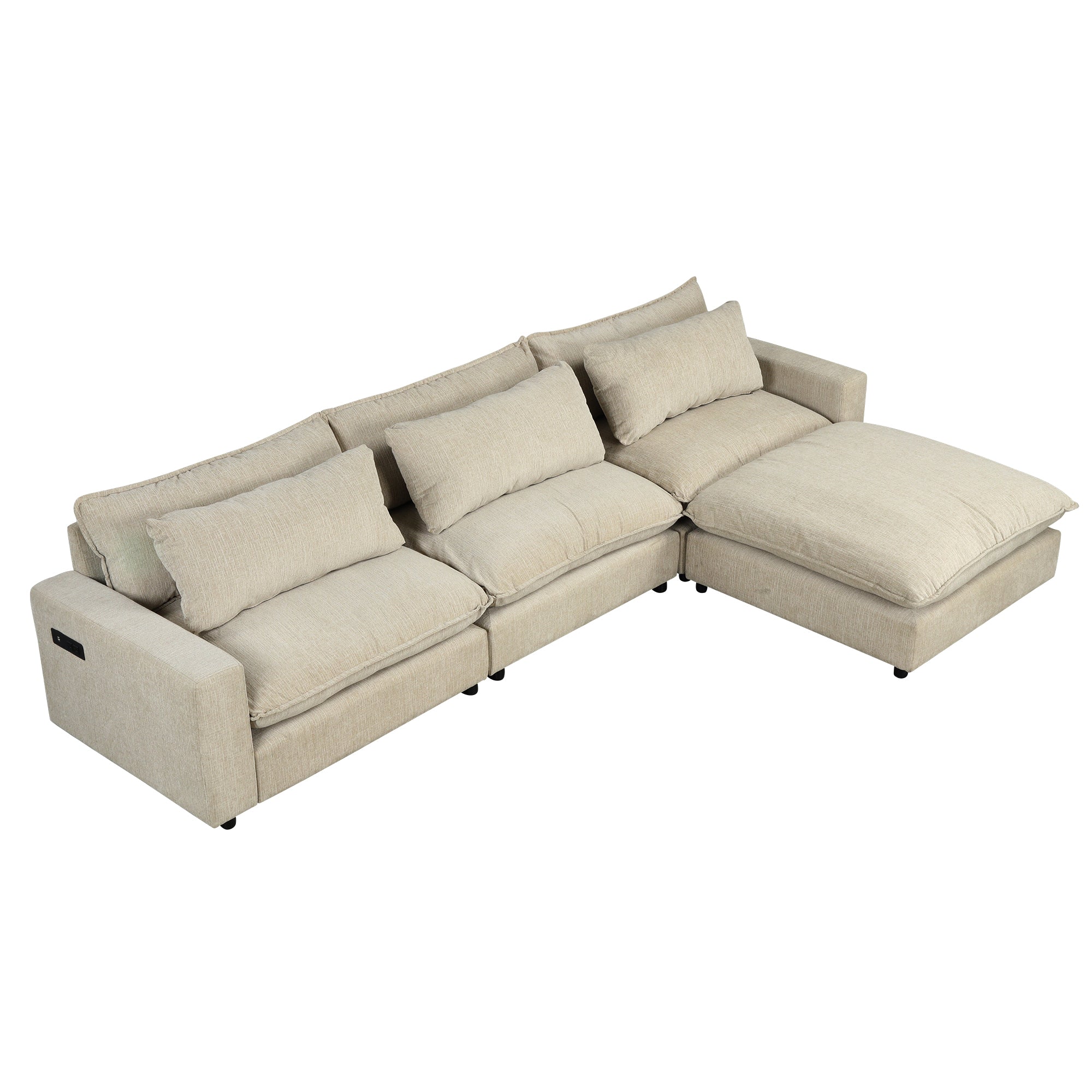 Chenille Upholstered Cloud Sofa Modular Sectional - Beige